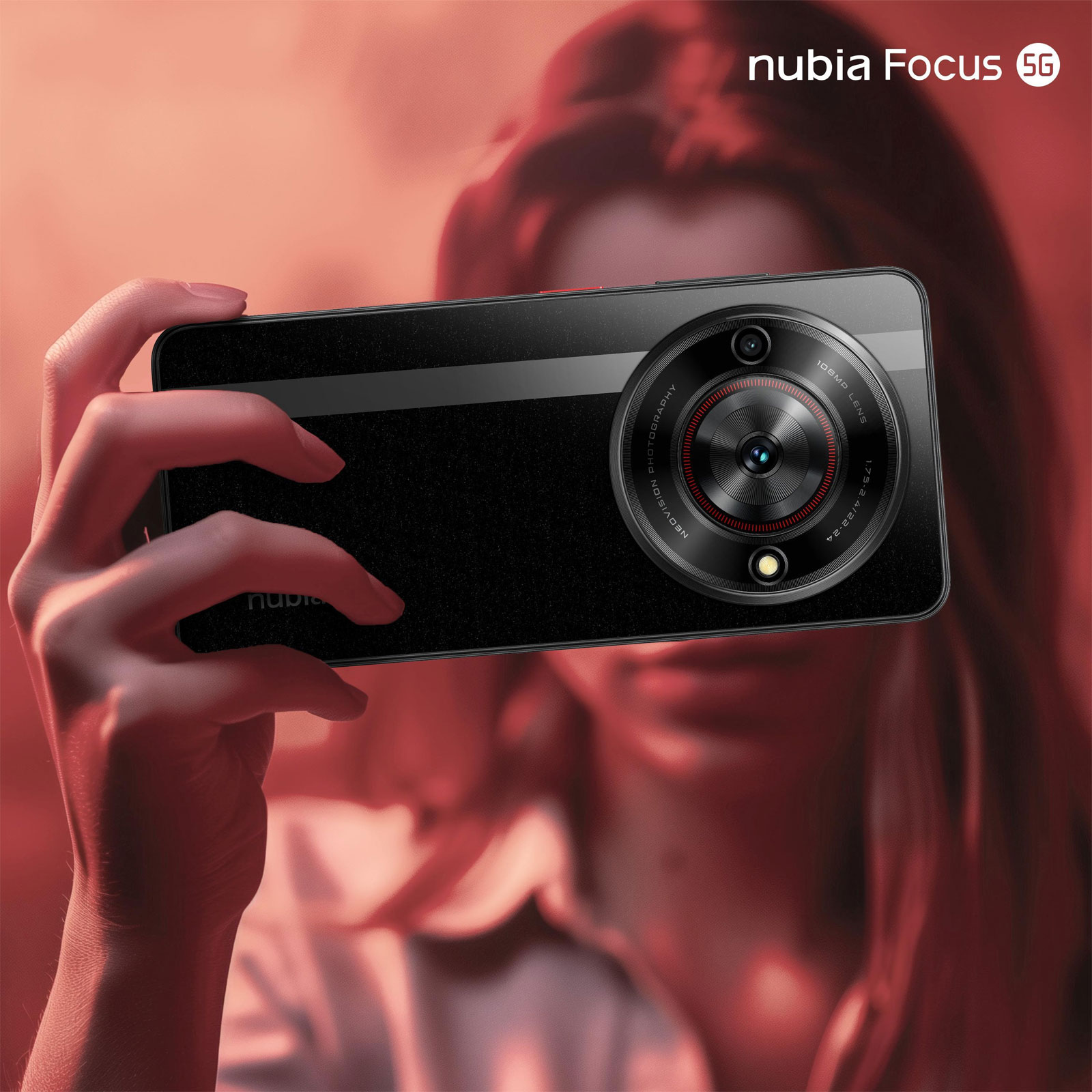 Nubia Focus 5G 256 GB Black Smartphone (6,6 Zoll, 108 MP, Dual-Kamera, 5.000-mAh, Octa-Core, Fingerabdrucksensor, Gesichtserkennung, schwarz)