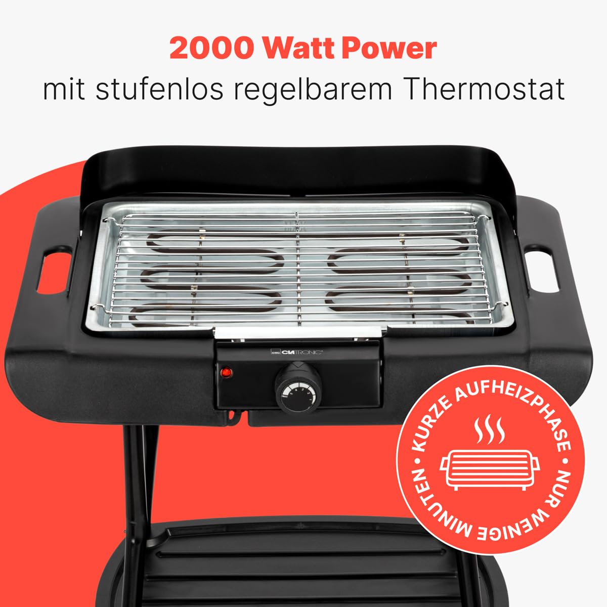 Clatronic® Stand- und Tischgrill | für innen und außen, BQS 3842