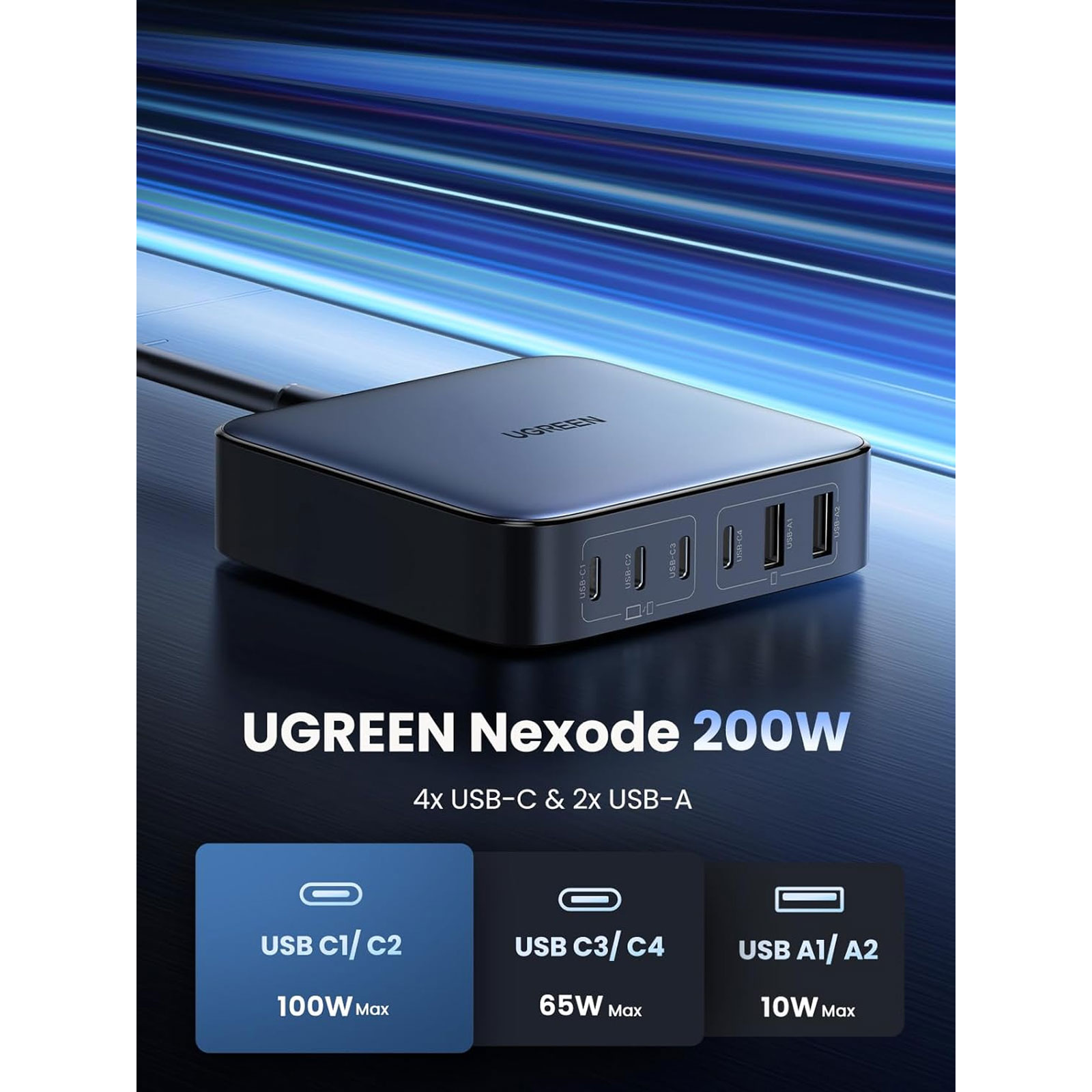 uGreen Ladegeräte UGR CHARGER 200W 2USB-A+4USB-C