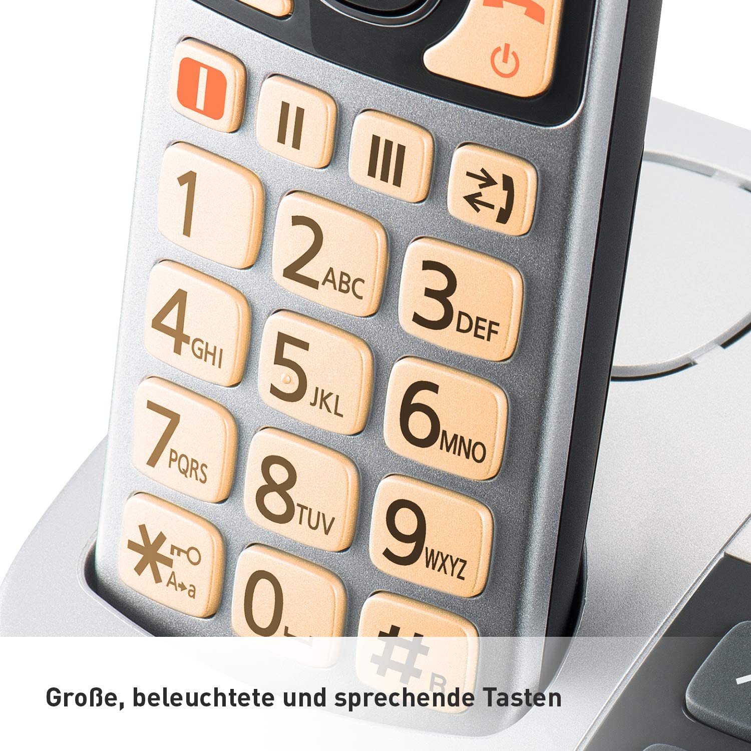 Panasonic KX-TGE522GS DECT Seniorentelefon mit Notruf, Anrufbeantworter und 2 Mobilteilen