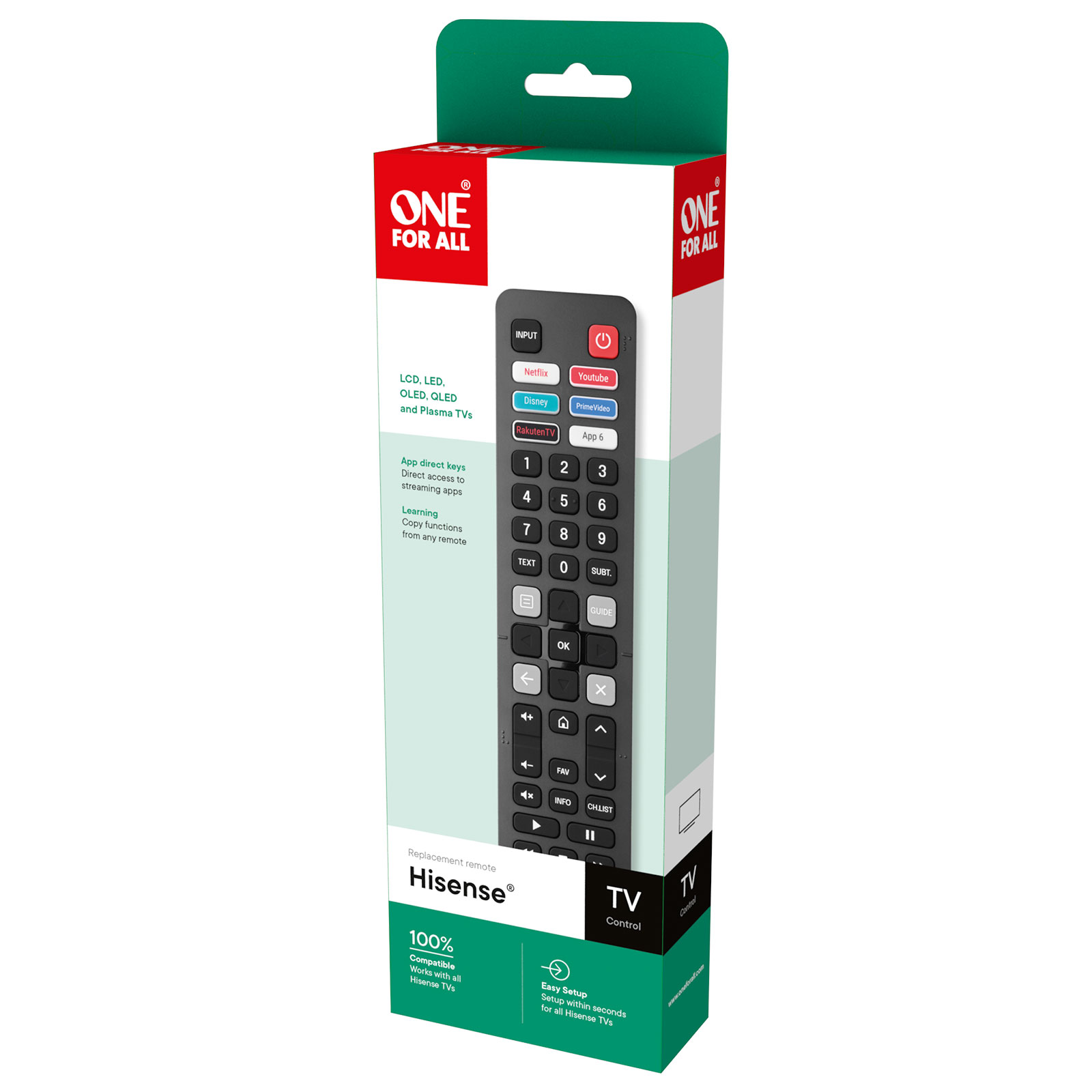 ONE FOR ALL URC4916 Fernbedienung (Geeignet für HISENSE TVs)