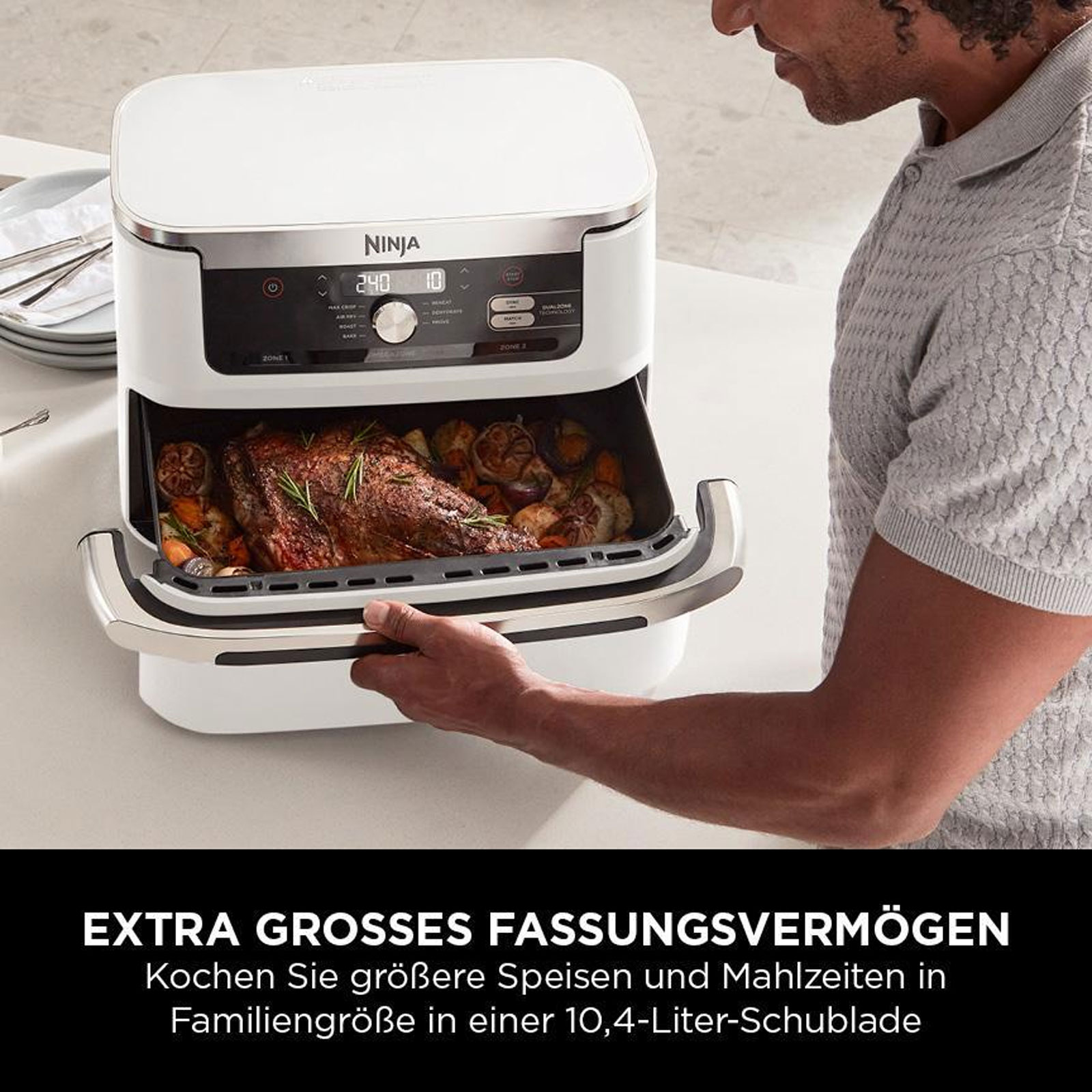 Ninja AF500EUWH Foodi FlexDrawer Doppel-Heißluftfritteuse