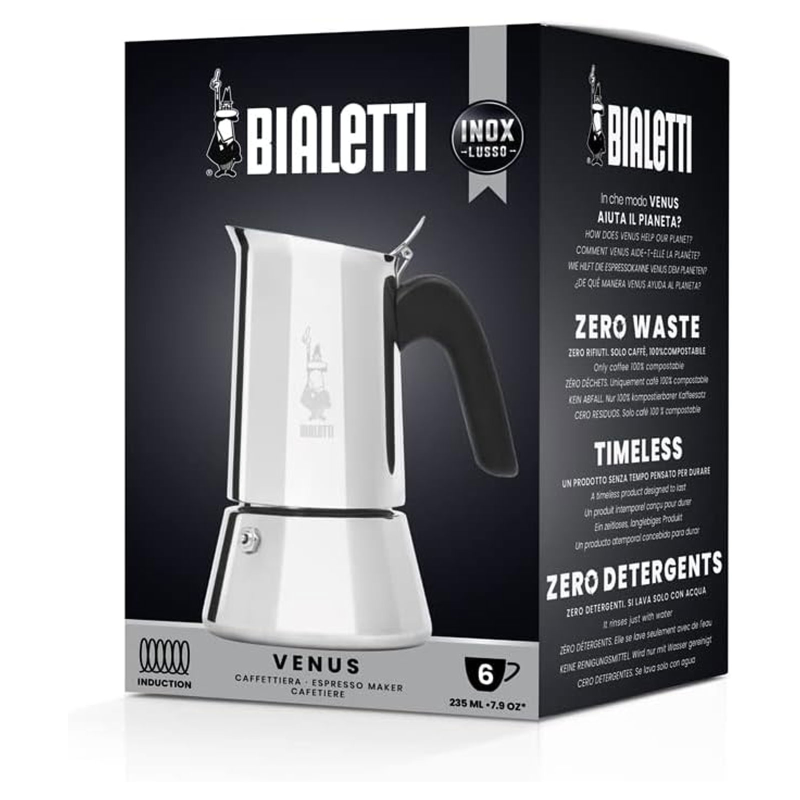 Bialetti New Venus Espressokocher (Edelstahl, 6 Tassen)