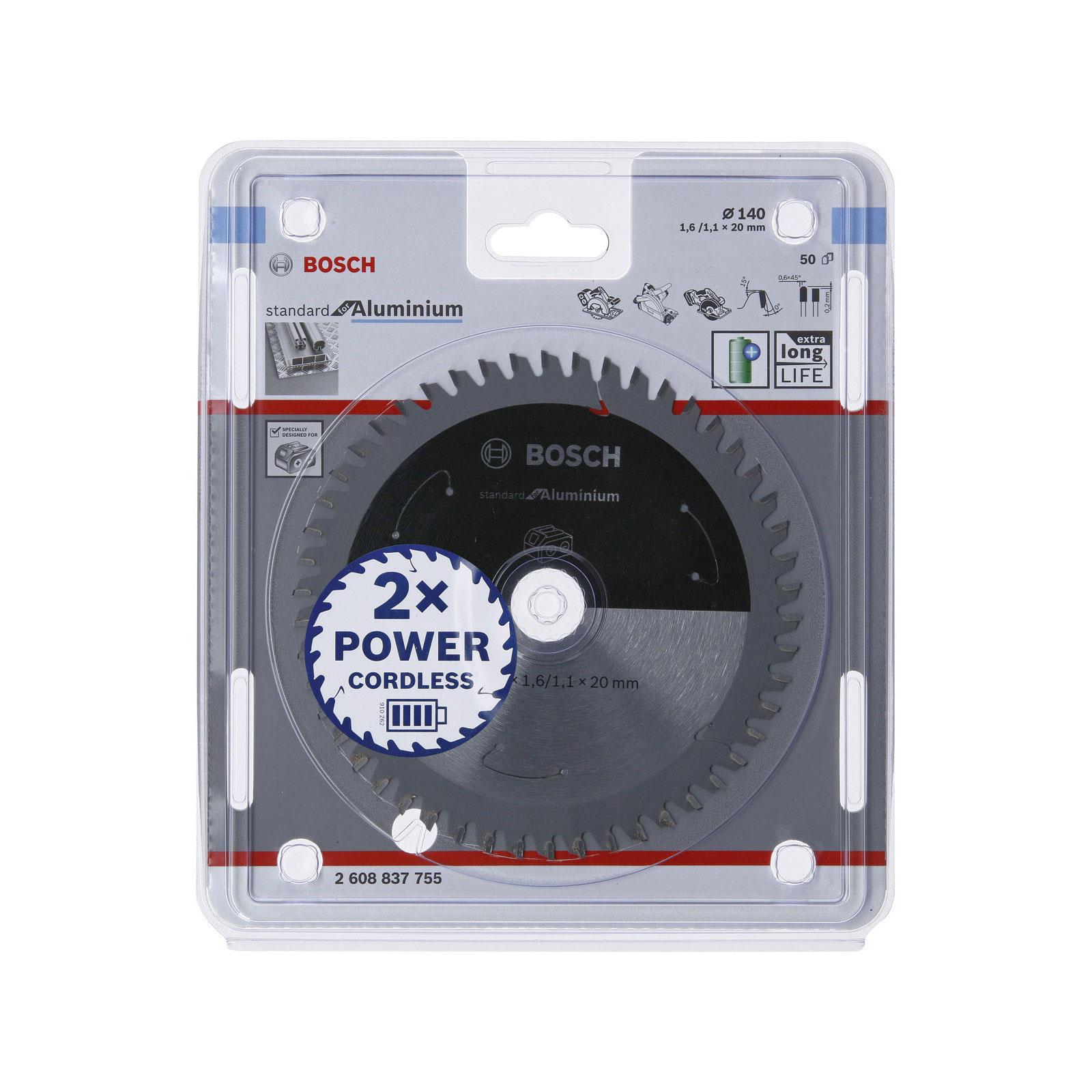 Bosch Professional Akku-Kreissaegeblatt Standard for Aluminium, 140 x 1,6 / 1,1 x 20, 50 Zaehne Bosch Professional Akku-Kreissaegeblatt Standard for Aluminium, 140 x 1,6 / 1,1 x 20, 50 Zaehne