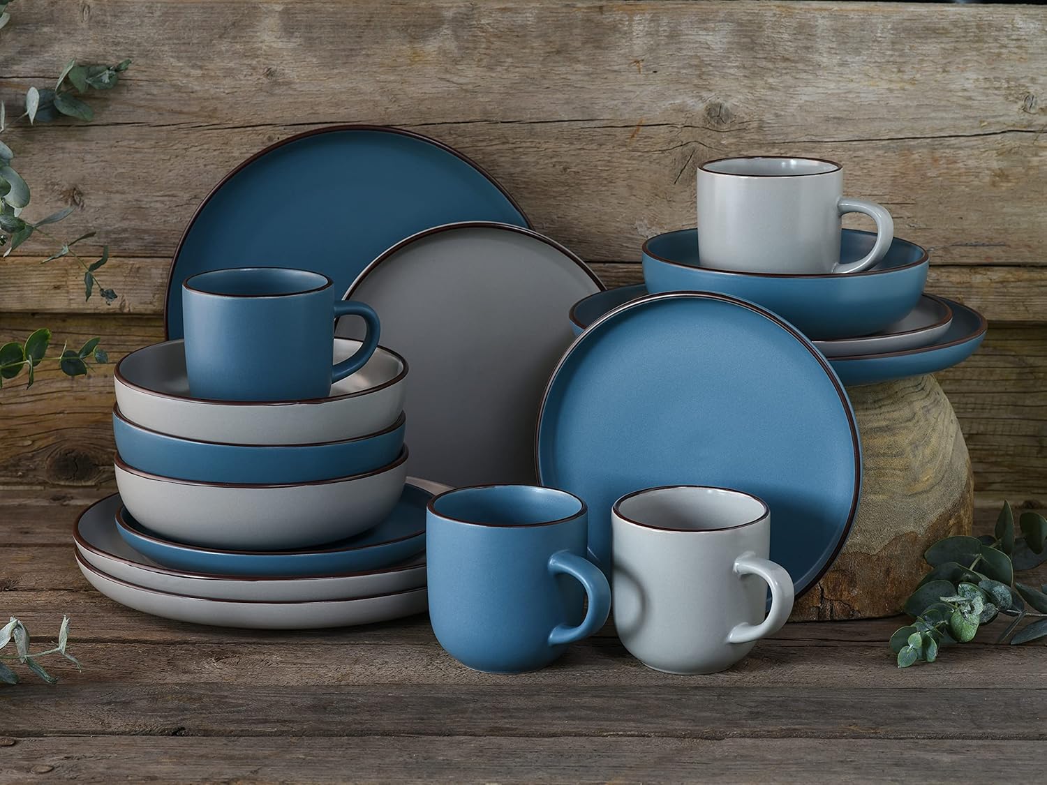 CreaTable, 21016, Serie Modern Scandic blue-grey, Kombiservice 16 teilig