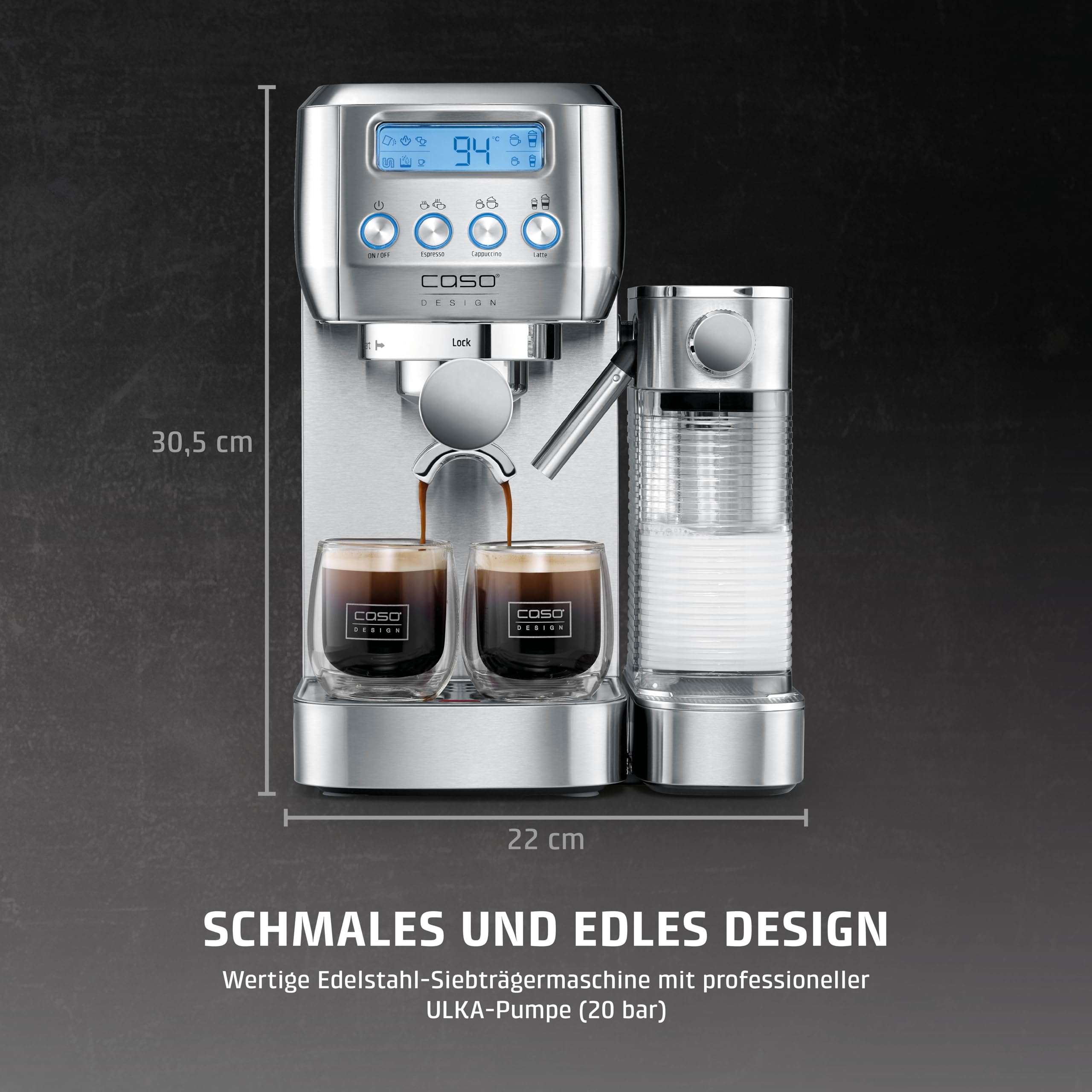 Caso 1821 Espresso Gourmet Siebträger-Espressomaschine