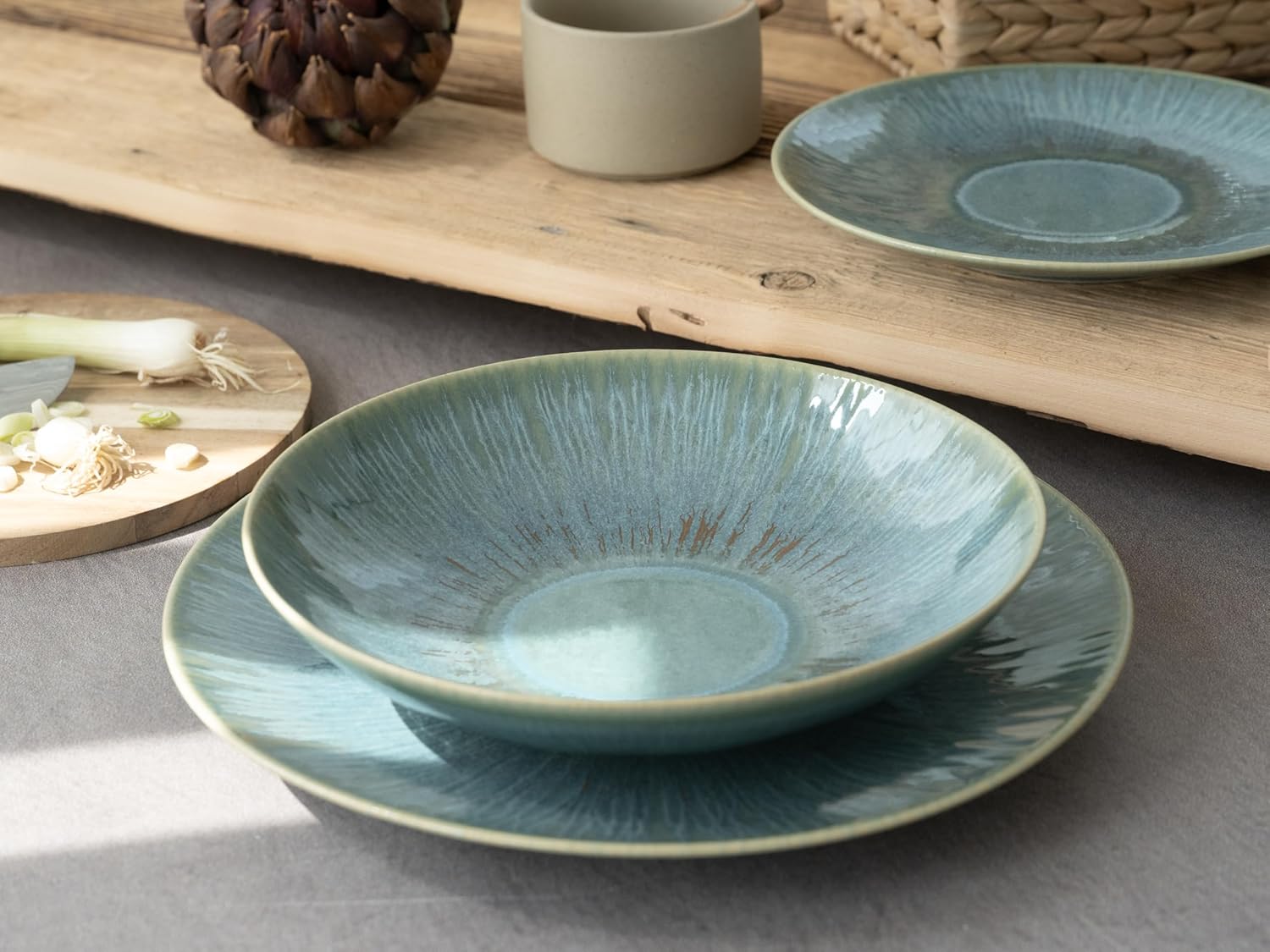CreaTable, 10688, Serie Sea Breeze Green, Geschirrset, Teller Set 18 teilig