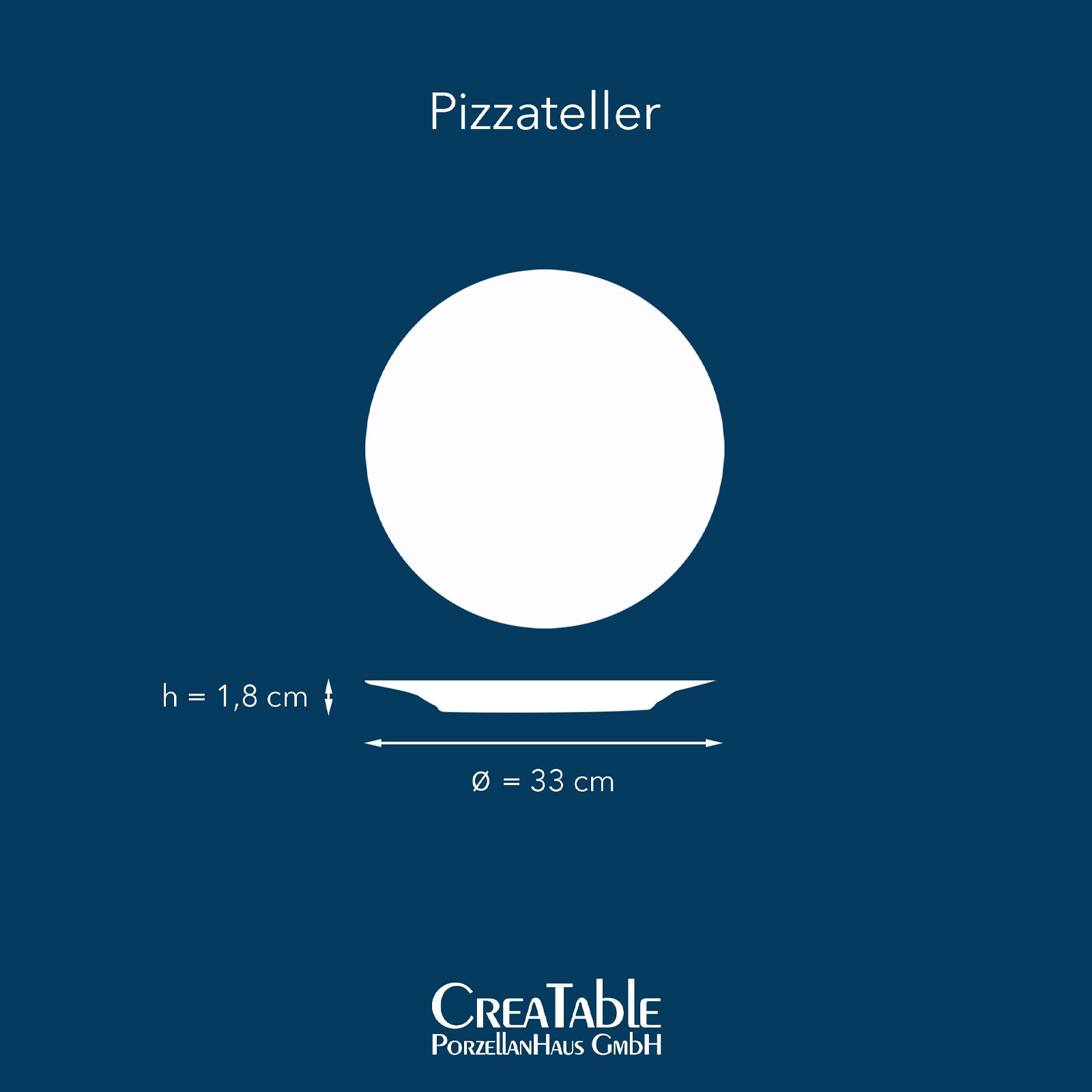 CreaTable, 34045, Serie Vintage Nature Aqua, 4-teiliges Geschirrset, Pizzateller aus Porzellan, spülmaschinen- und mikrowellengeeignet, Made in Europe