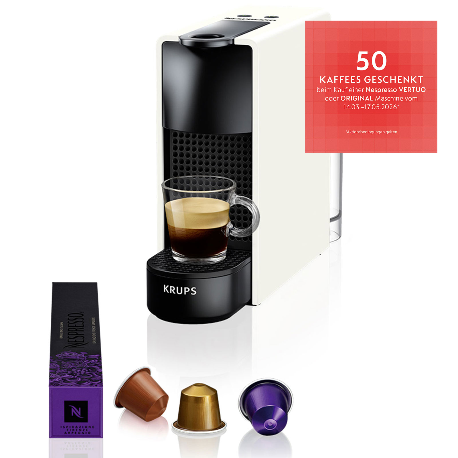Krups XN1101 Essenza Mini Nespressomaschine Weiß