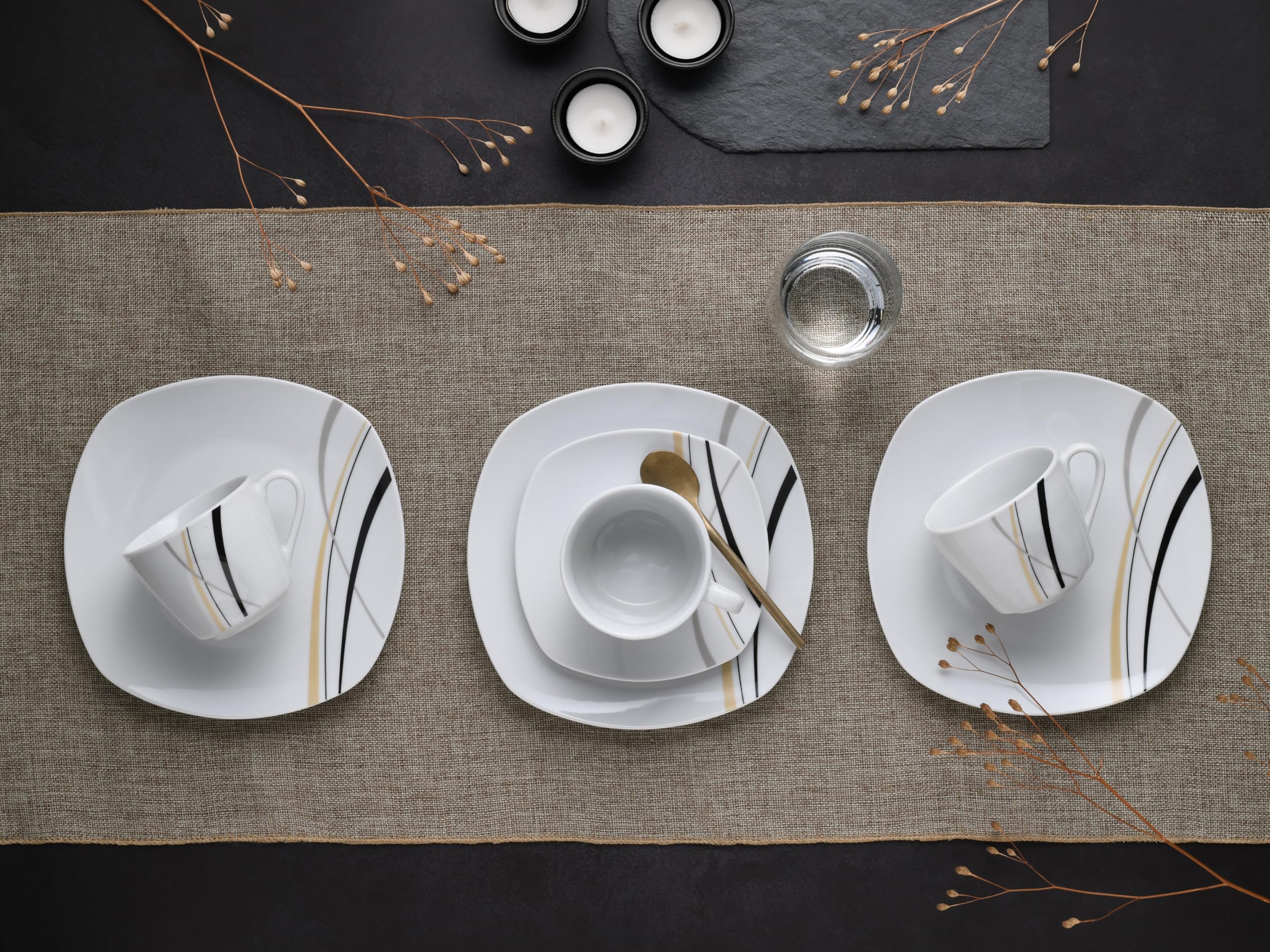 CreaTable 24028 Kaffeeservice Serie Square City Line 18-tlg. 6 Personen