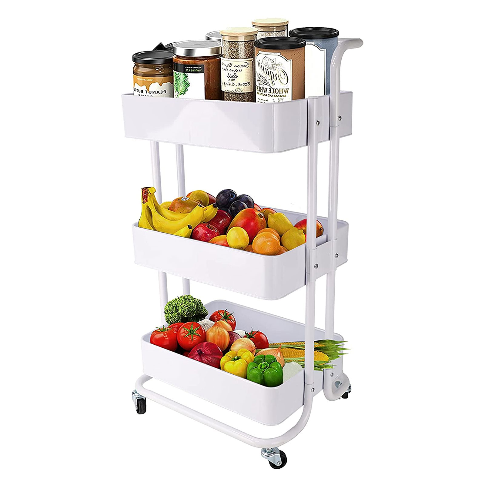 ECHTWERK Küchen & Servierwagen 3 Ebenen Schiebegriff 