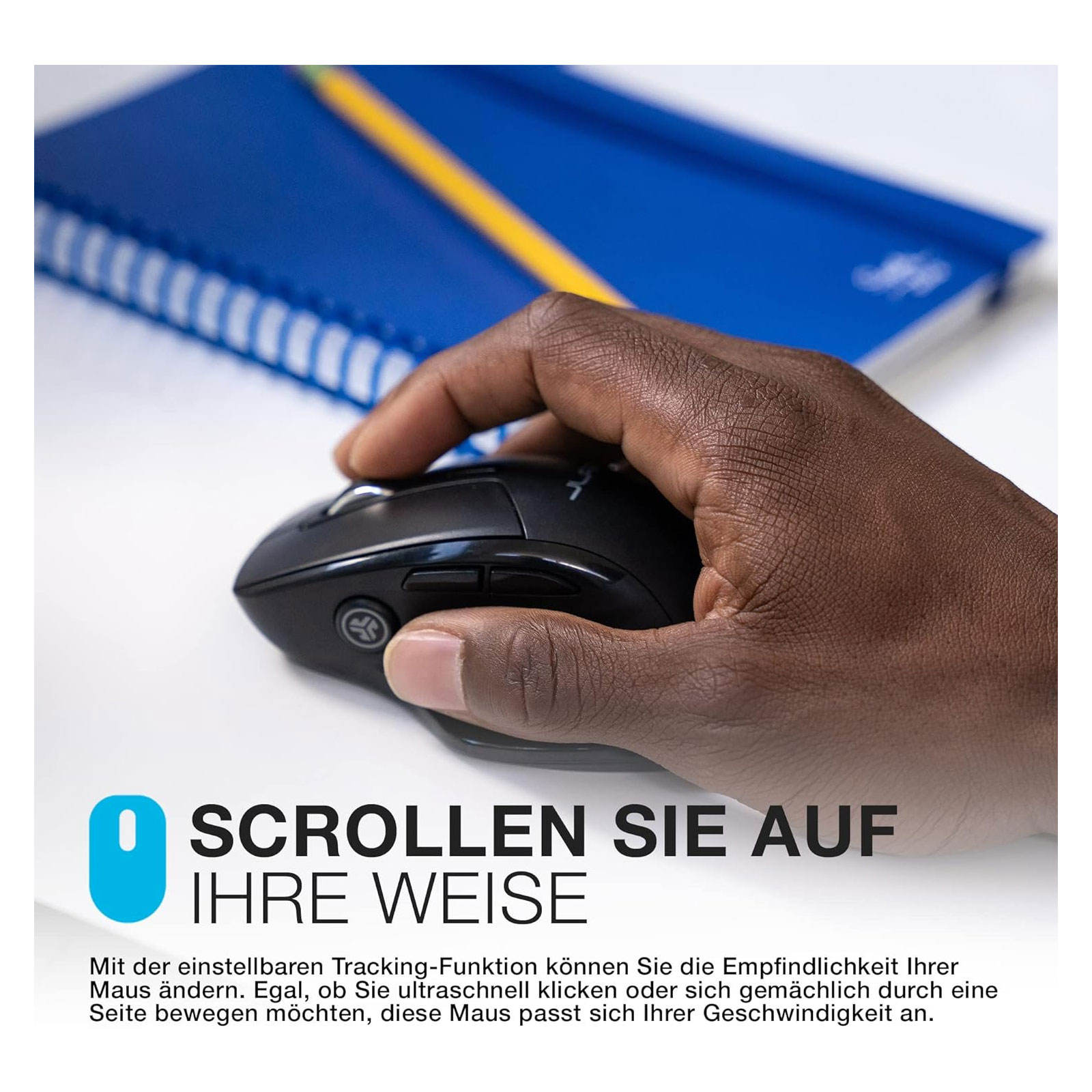 JLab JBuds Mouse Schwarz Funkmaus Bluetooth und 2,4 GHZ Dongle Ergonomisch