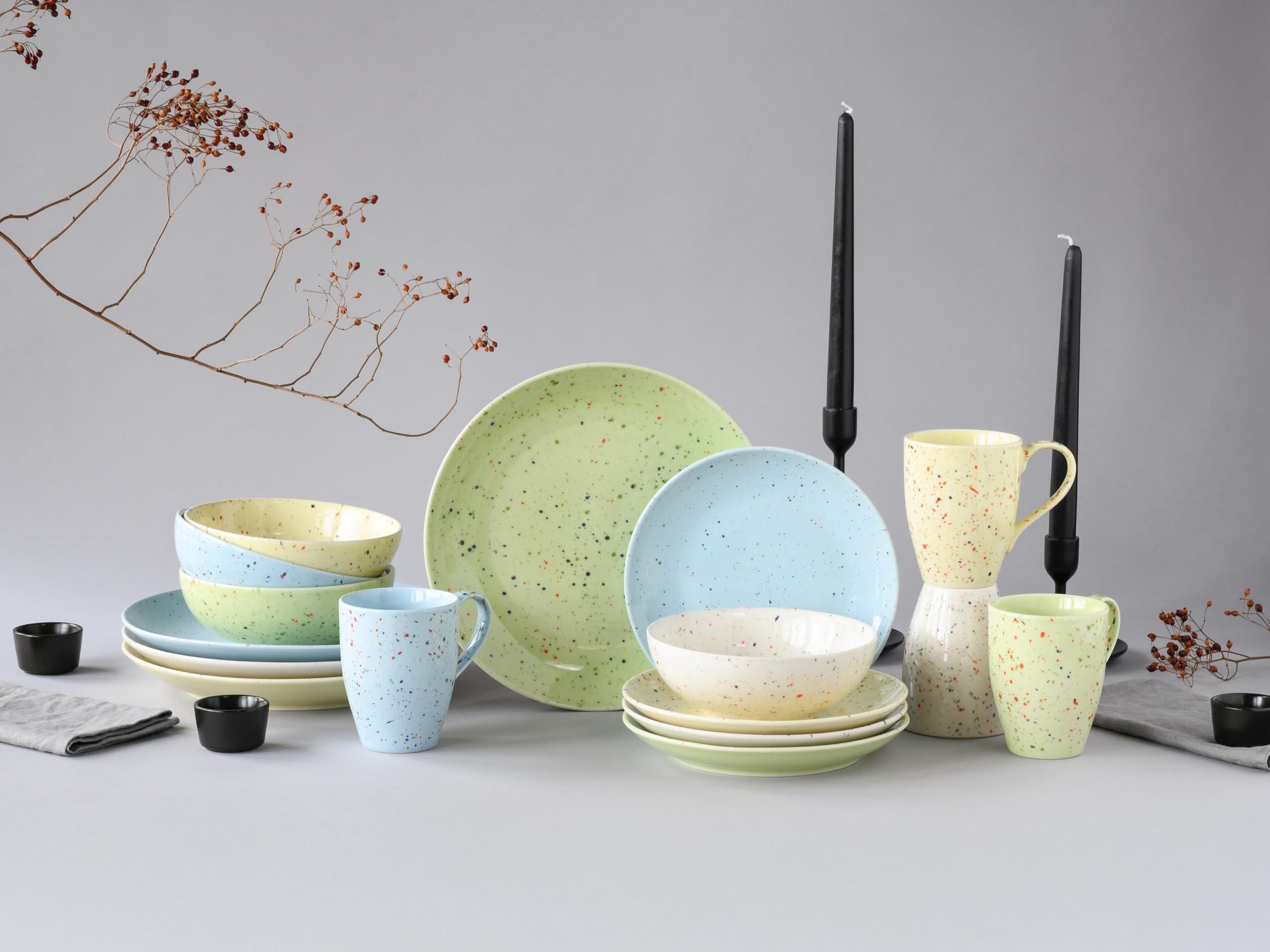 CreaTable, 24280, Serie Confetti Bunt, 16-teiliges Geschirrset für 4 Personen