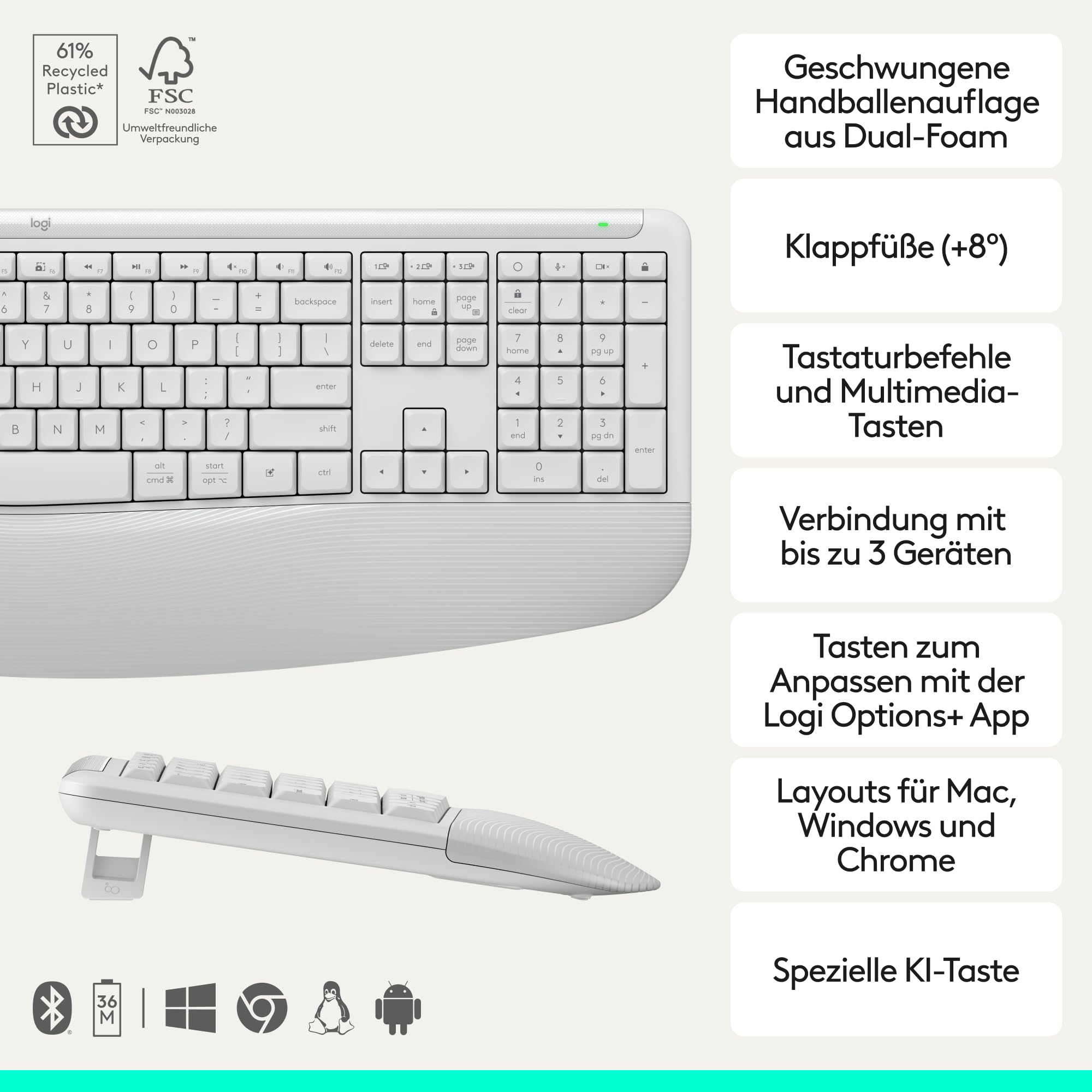 Logitech Signature Comfort Plus Combo MK880, kabelloses Tastatur-Maus-Set