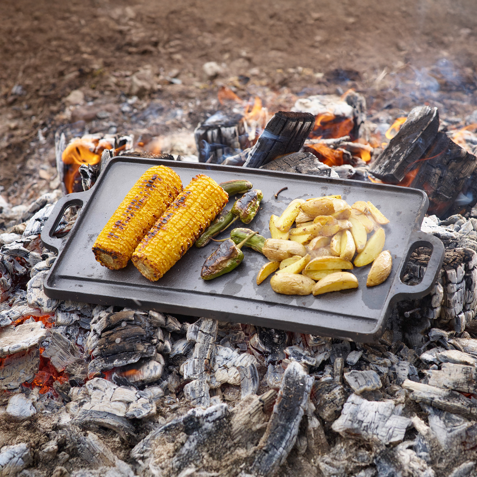 EW Gusseisen Grillplatte mit Grillstreifen