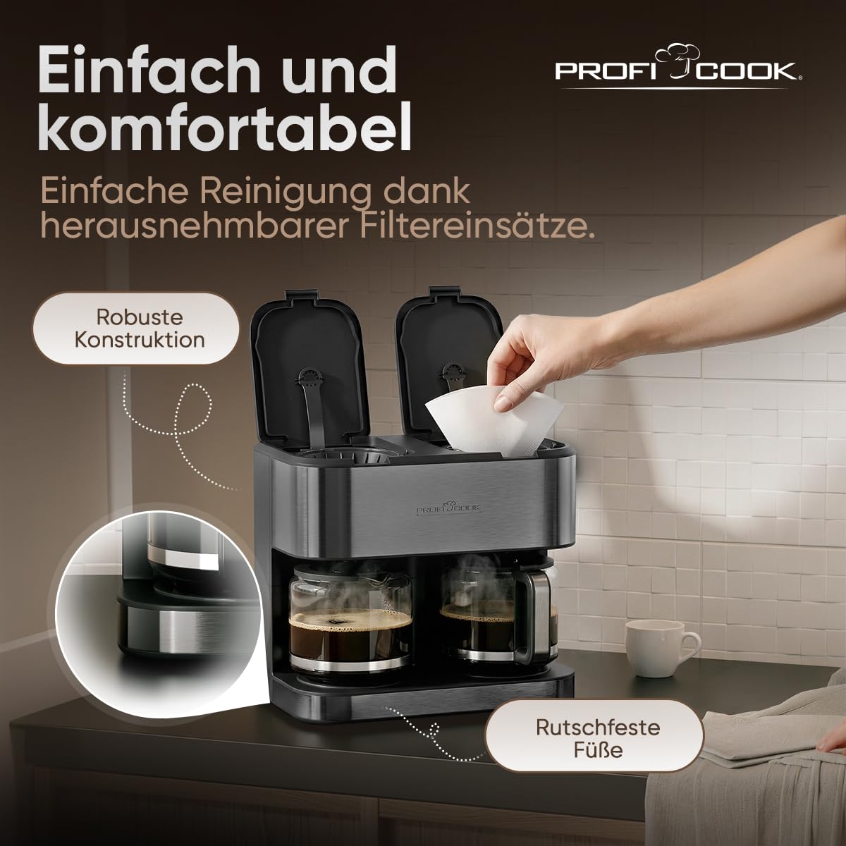 ProfiCook® Doppel Kaffeemaschine | 3,6L | bis zu 32 Tassen