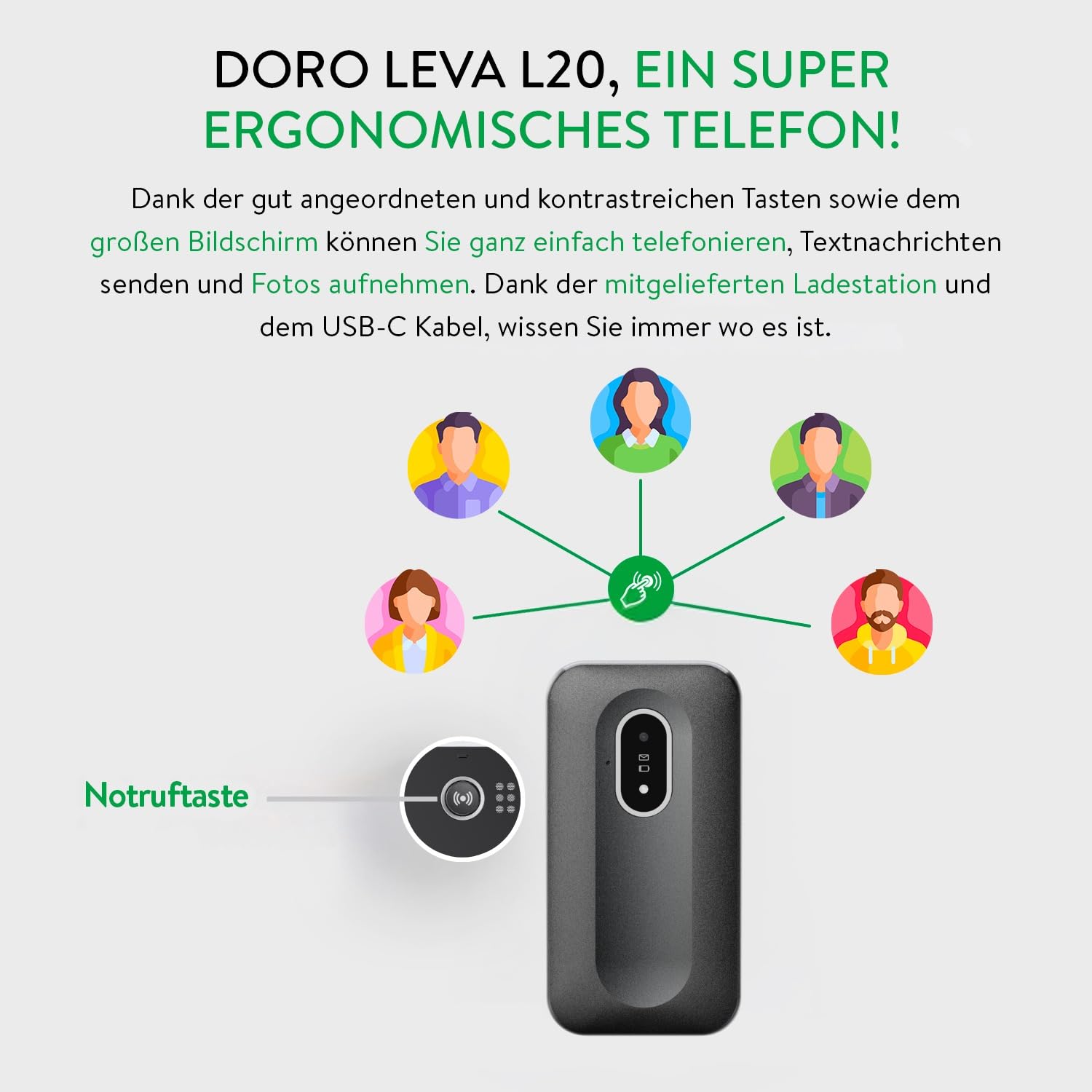 Doro Leva L20 schwarz-weiß Handy (Seniorenhandy, Klapp)