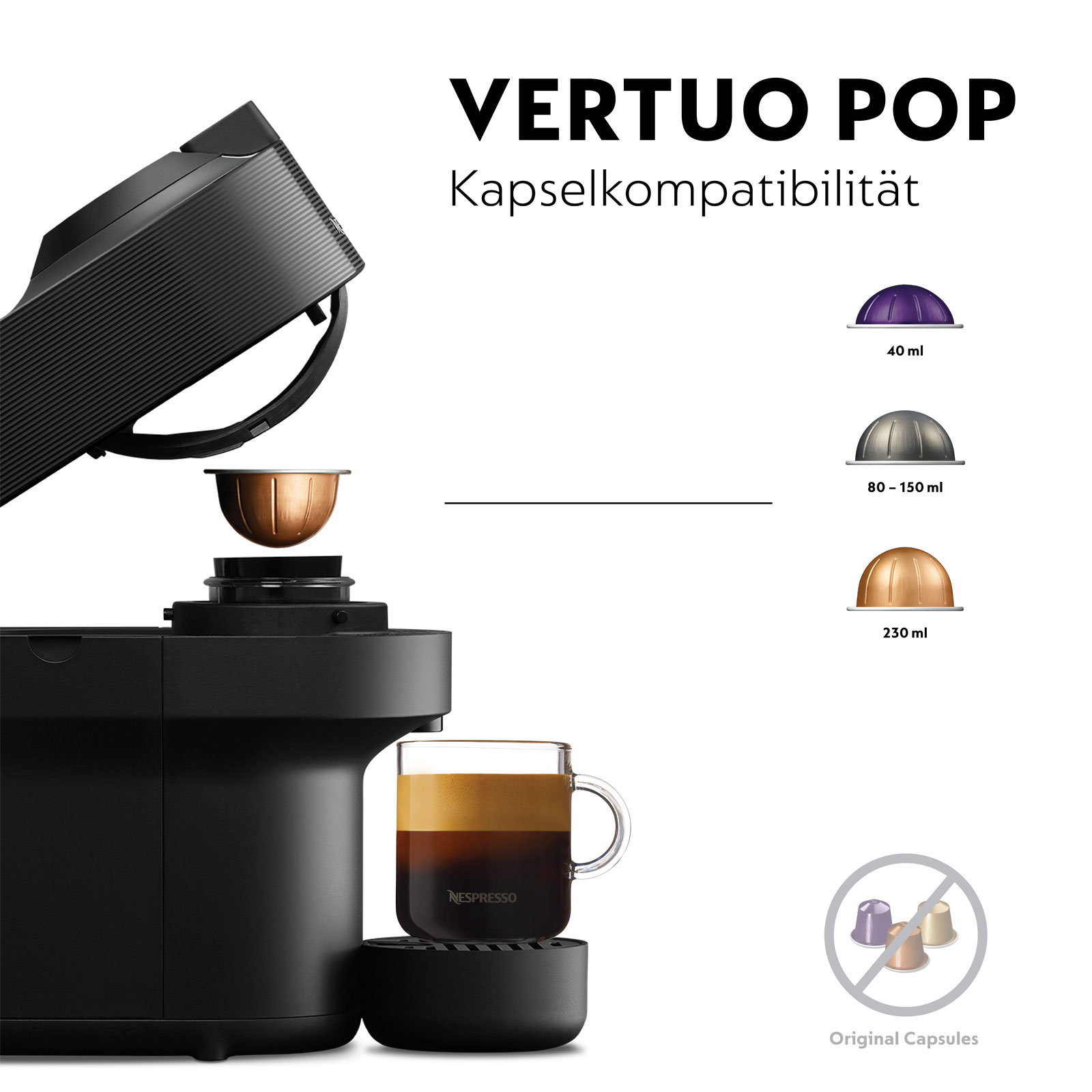 De'Longhi ENV90.B Vertuo Pop schwarz + ### AEROCCINO GUTSCHEIN ###  De'Longhi ENV90.B Vertuo Pop schwarz + ### AEROCCINO GUTSCHEIN ###