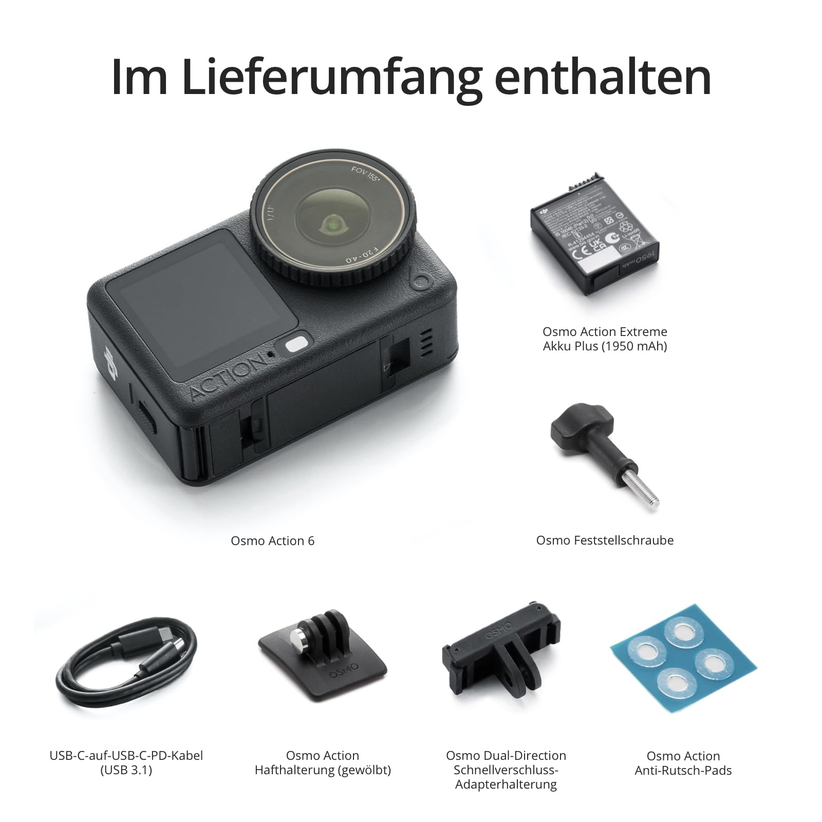 DJI Osmo Action 6 Standard-Combo, Action-Cam mit 1/1,1″