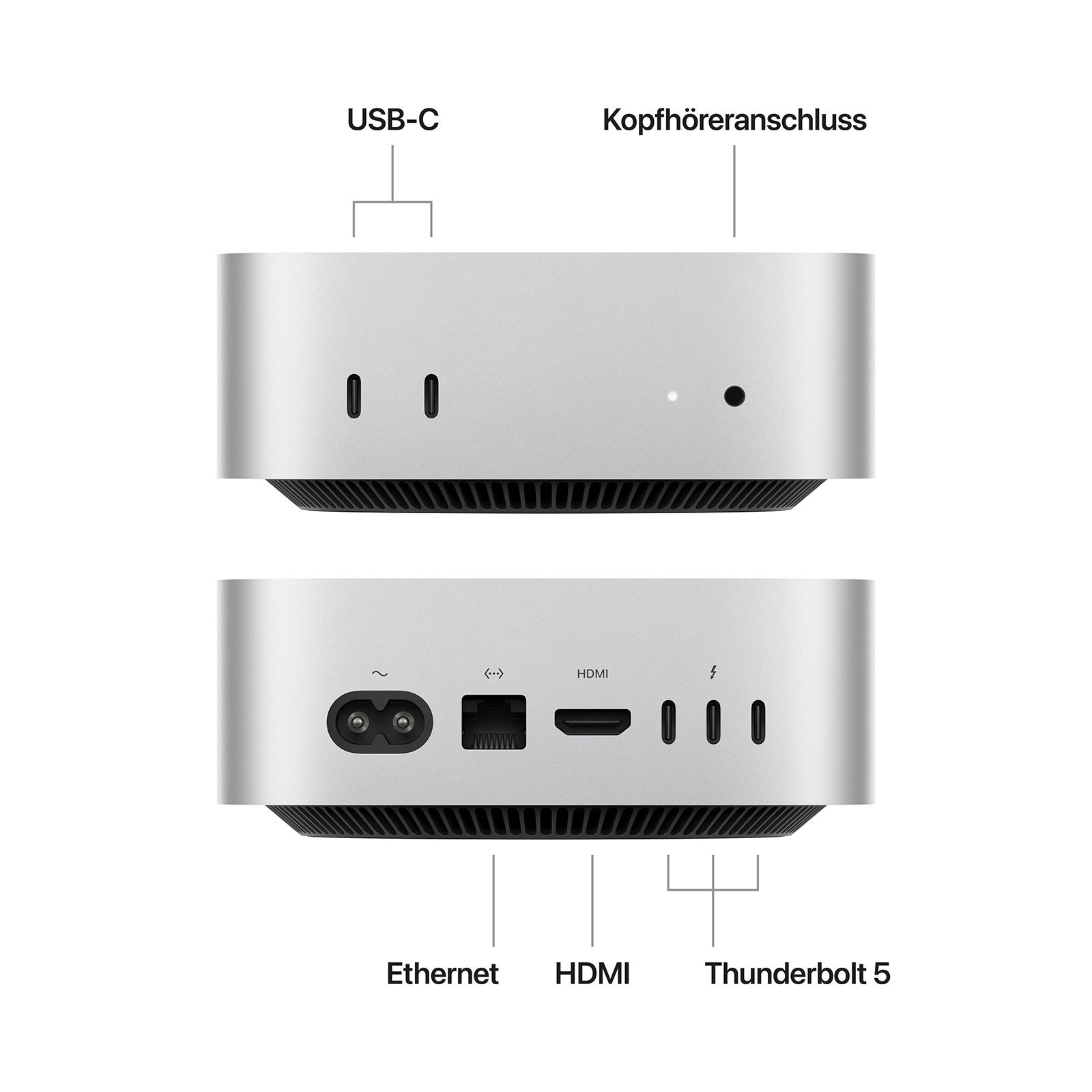 Apple Mac mini, 2024, Silber, M4, 10-Core-CPU, 10-Core-GPU, 16GB, 512GB