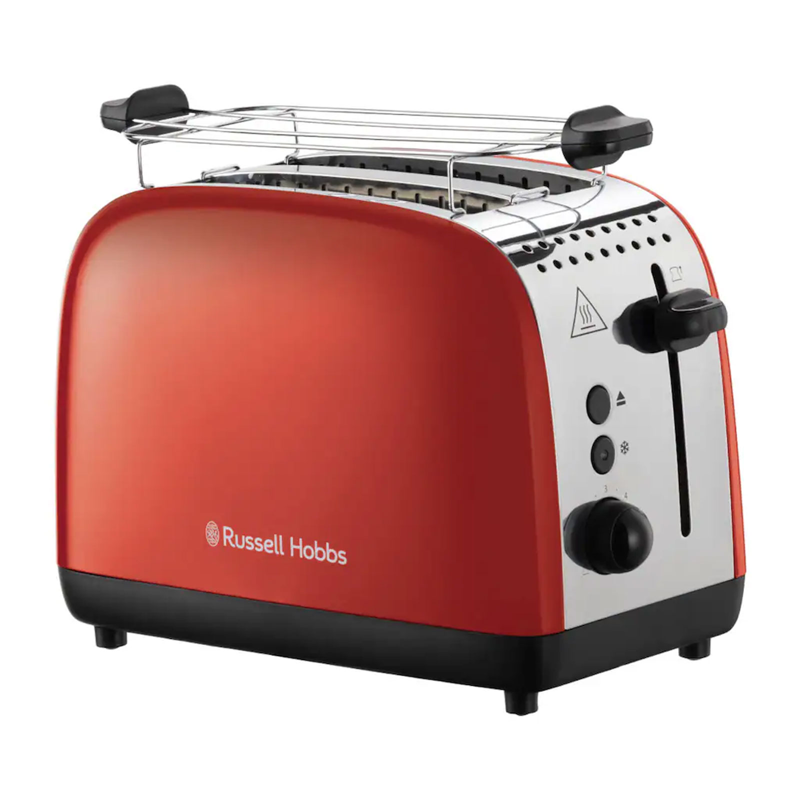 Russell Hobbs 26554-56 Colours Plus rot Toaster (2 Scheiben, 1600 W, Edelstahl und Kunststoff, Rot, Brötchenaufsatz, Auftaufunktion, Aufwärmfunktion)