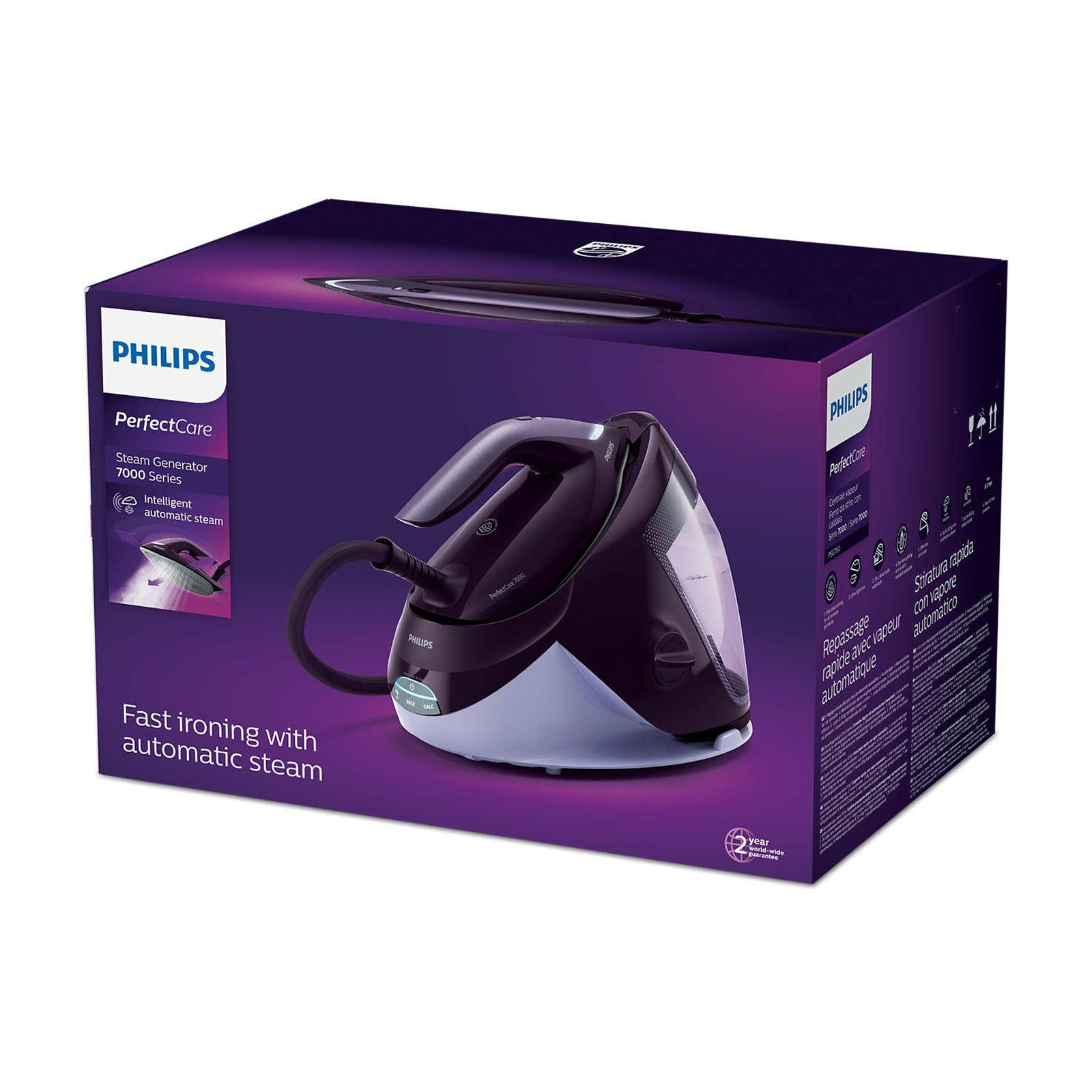 Philips PSG7150/30 PerfectCare Dampfbügelstation (SteamGlide Elite-Sohle, 8 bar Dampfdruck, geeignet für Leitungswasser)