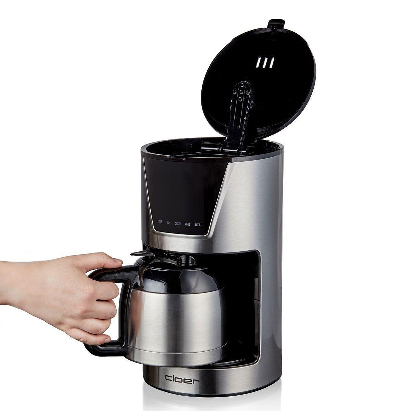 CLOER 5258 Filterkaffeemaschine (10 Tassen, Edelstahl-Isolierkanne, LCD-Display, Warmhaltefunktion, Tropf-Stopp, Abschaltautomatik, Timer)