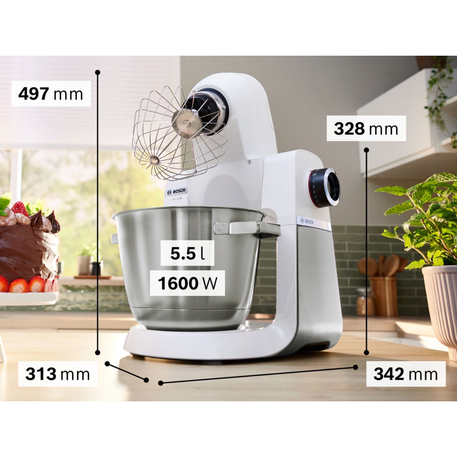 Bosch MUMS6EW13D Küchenmaschine Serie 6 weiß / gebürsteter Edelstahl