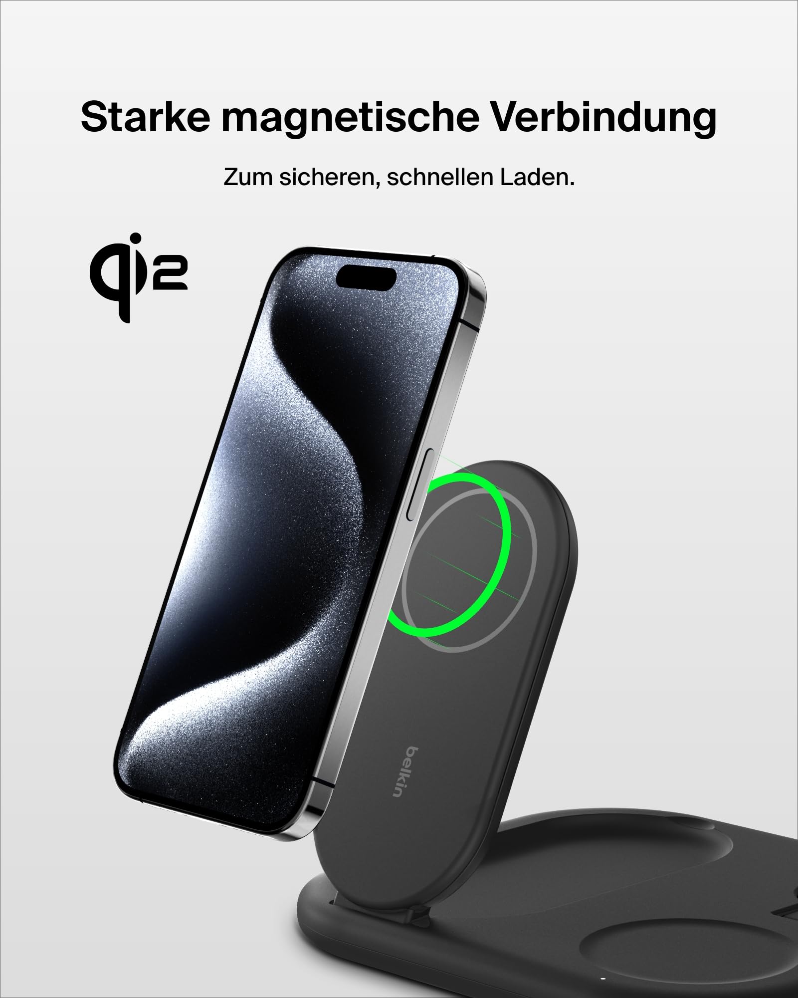 BELKIN Boost Charge Magnetische, einklappbare, kabellose 3-in-1-Ladestation mit Qi2 (15 W)