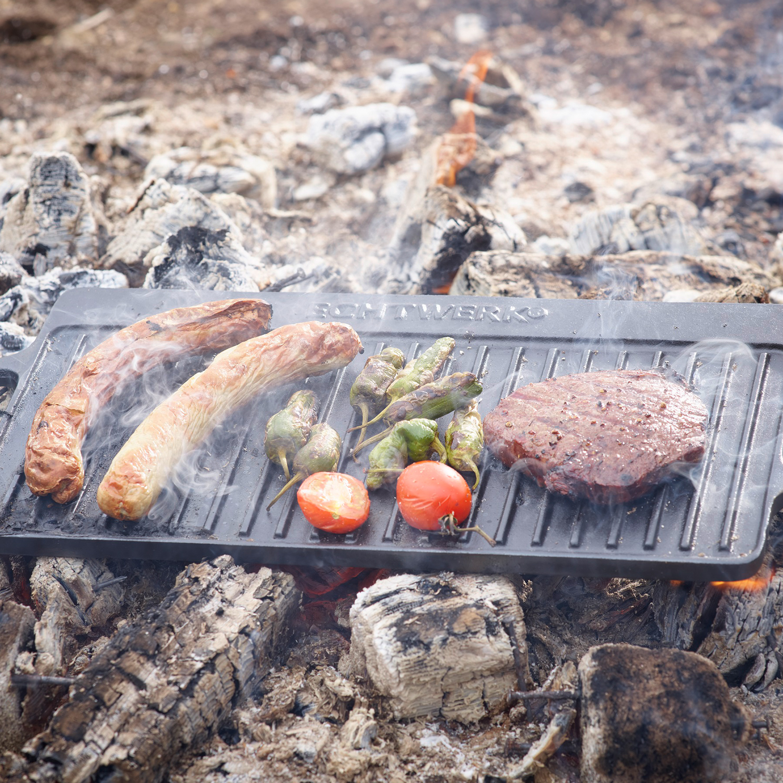 EW Gusseisen Grillplatte mit Grillstreifen