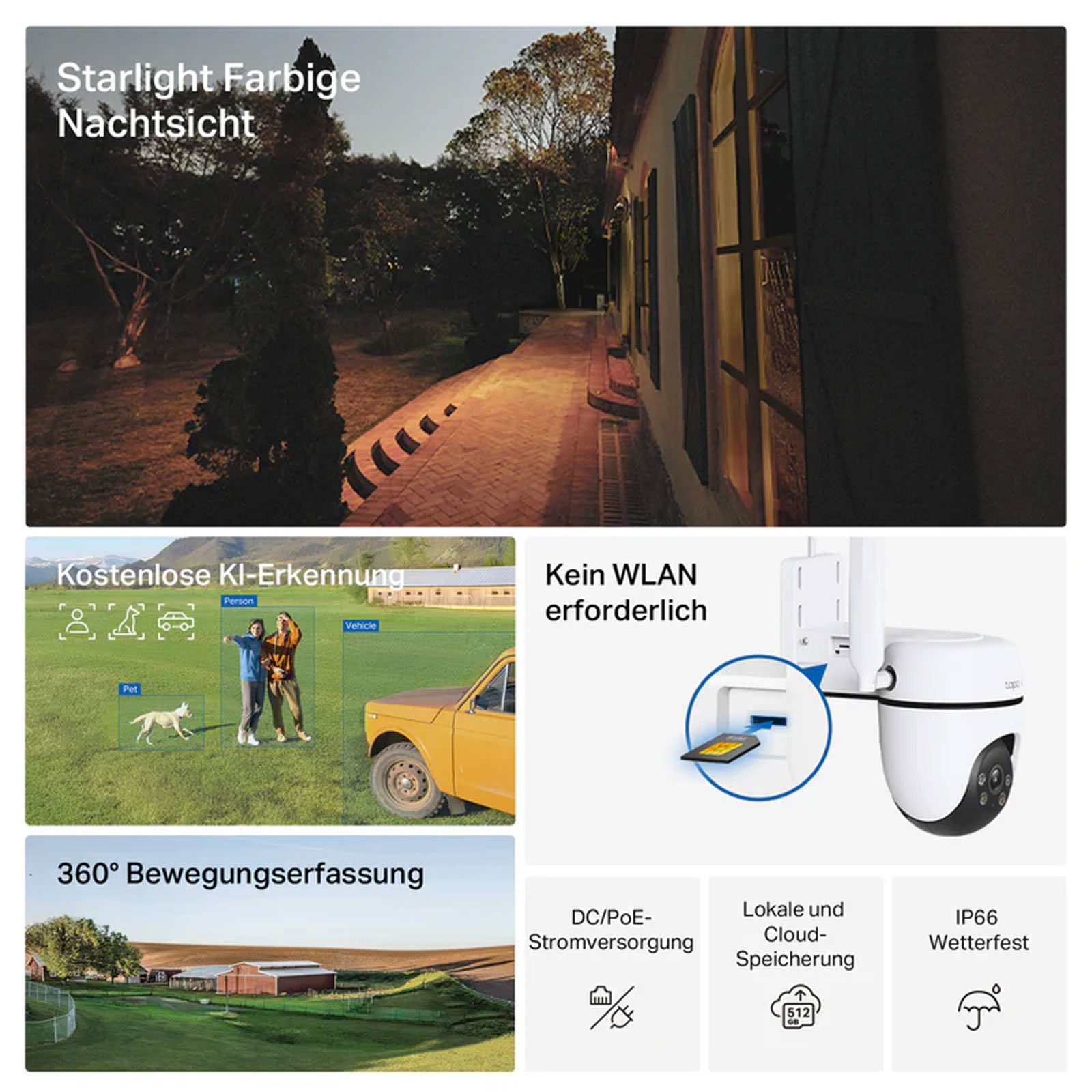 Tapo C501GW 360° Überwachungskamera, Weiß