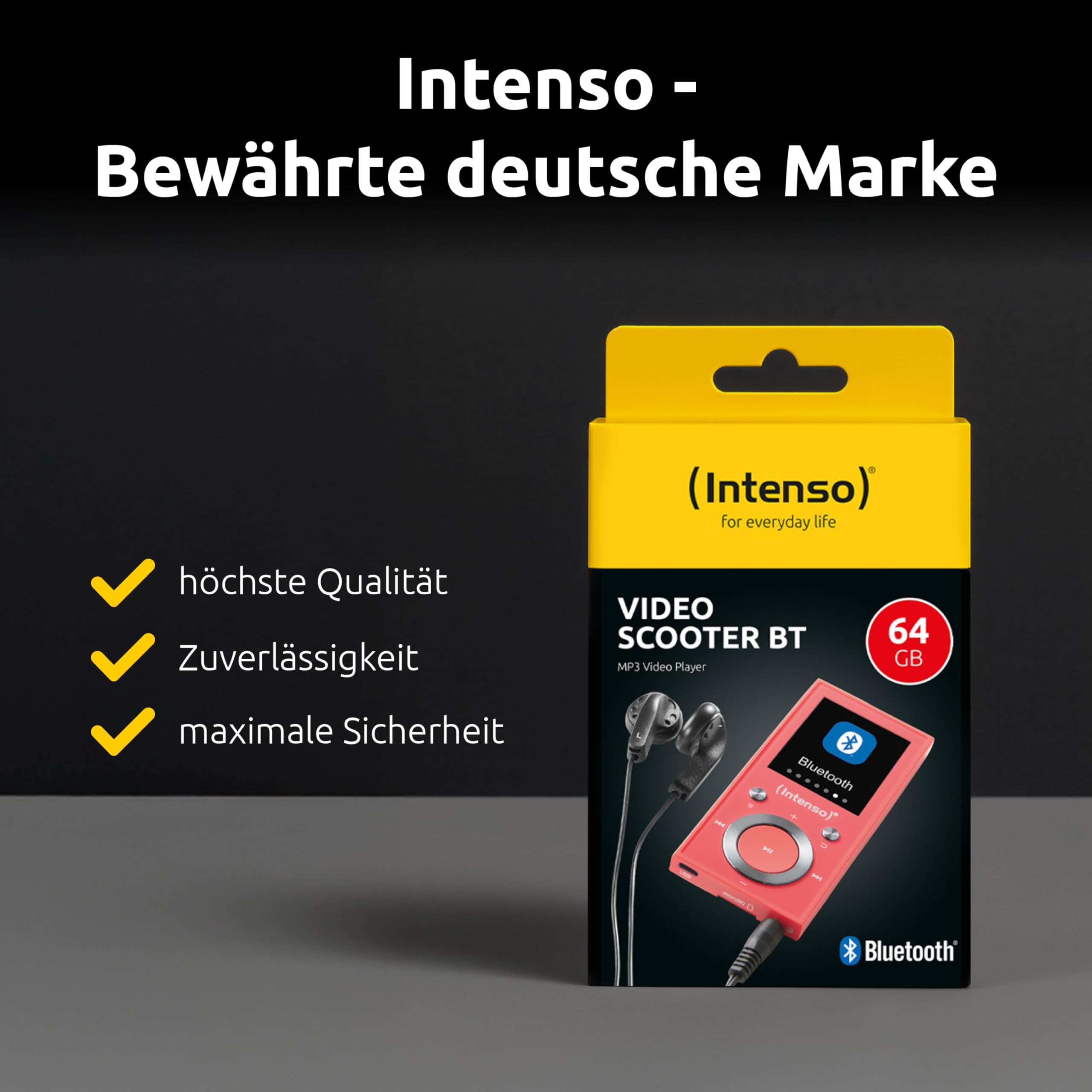 Intenso Video Scooter BT MP3 Player mit Bluetooth 5.0, 1,8 Zoll Farbdisplay