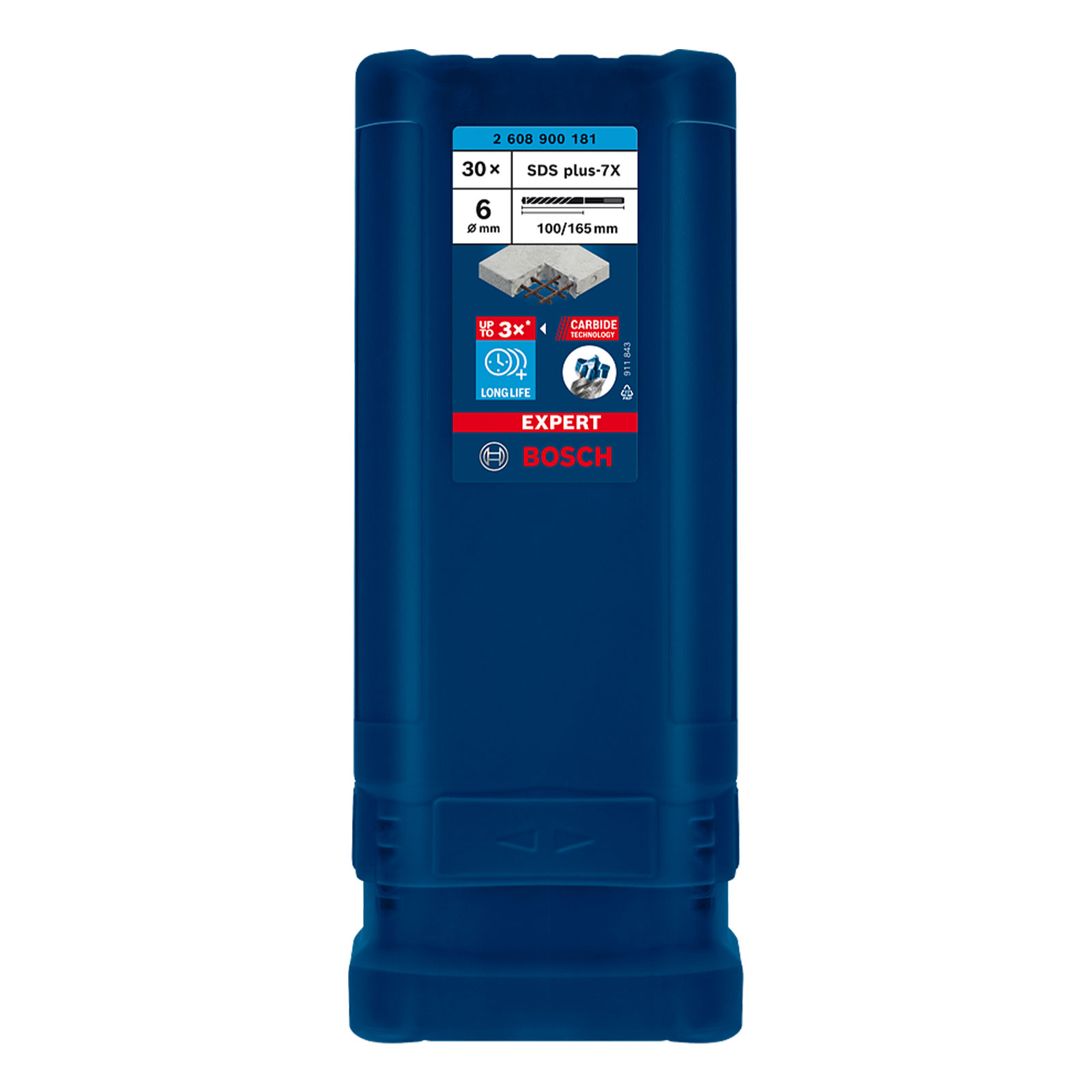 Bosch Professional Expert SDS plus-7X Hammerbohrer, 6 x 100 x 165 mm, 30-tlg.. Fuer Bohrhaemmer