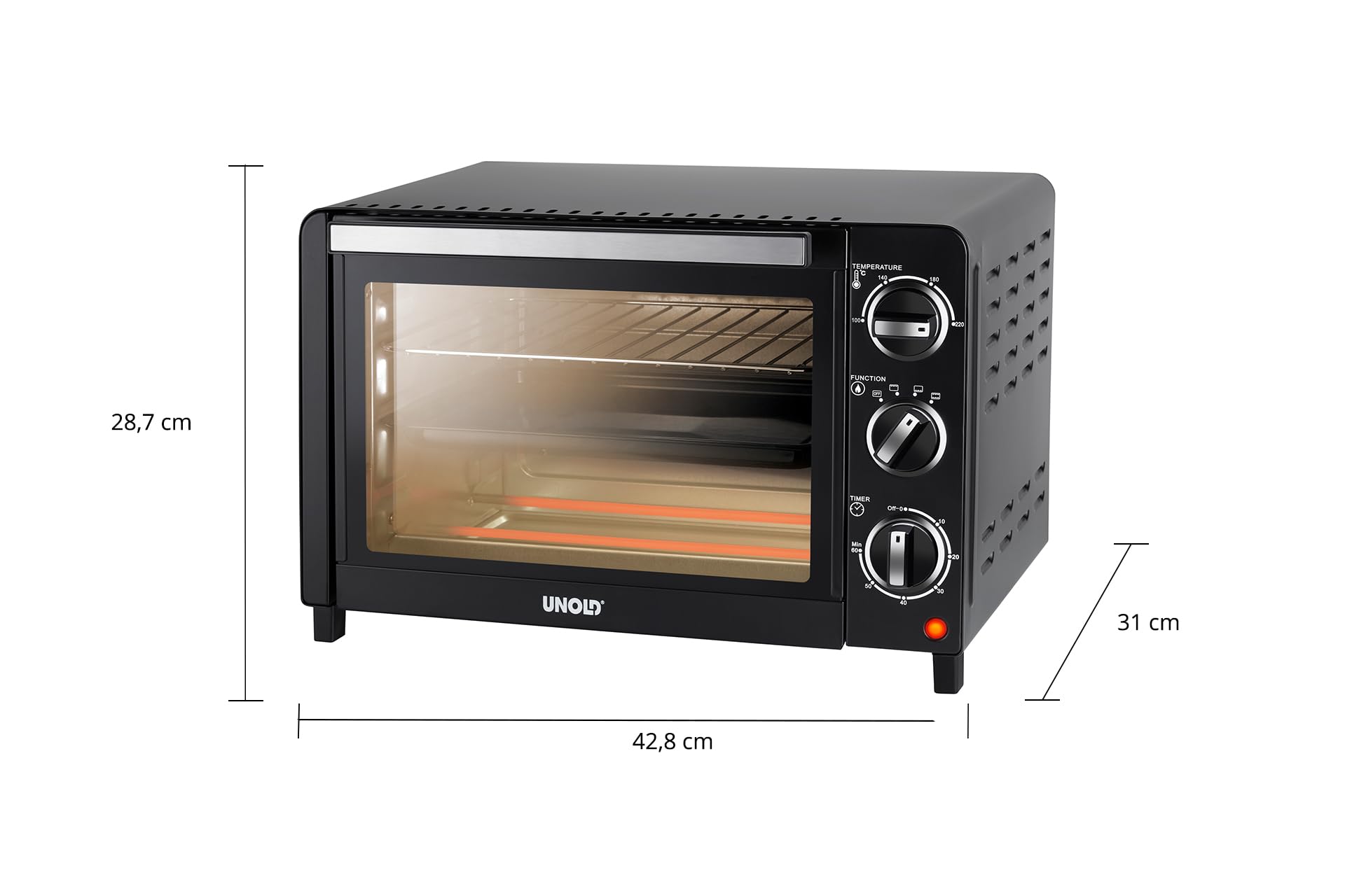 UNOLD 68875 Ofen Allround - Schwarz, 1.200 W