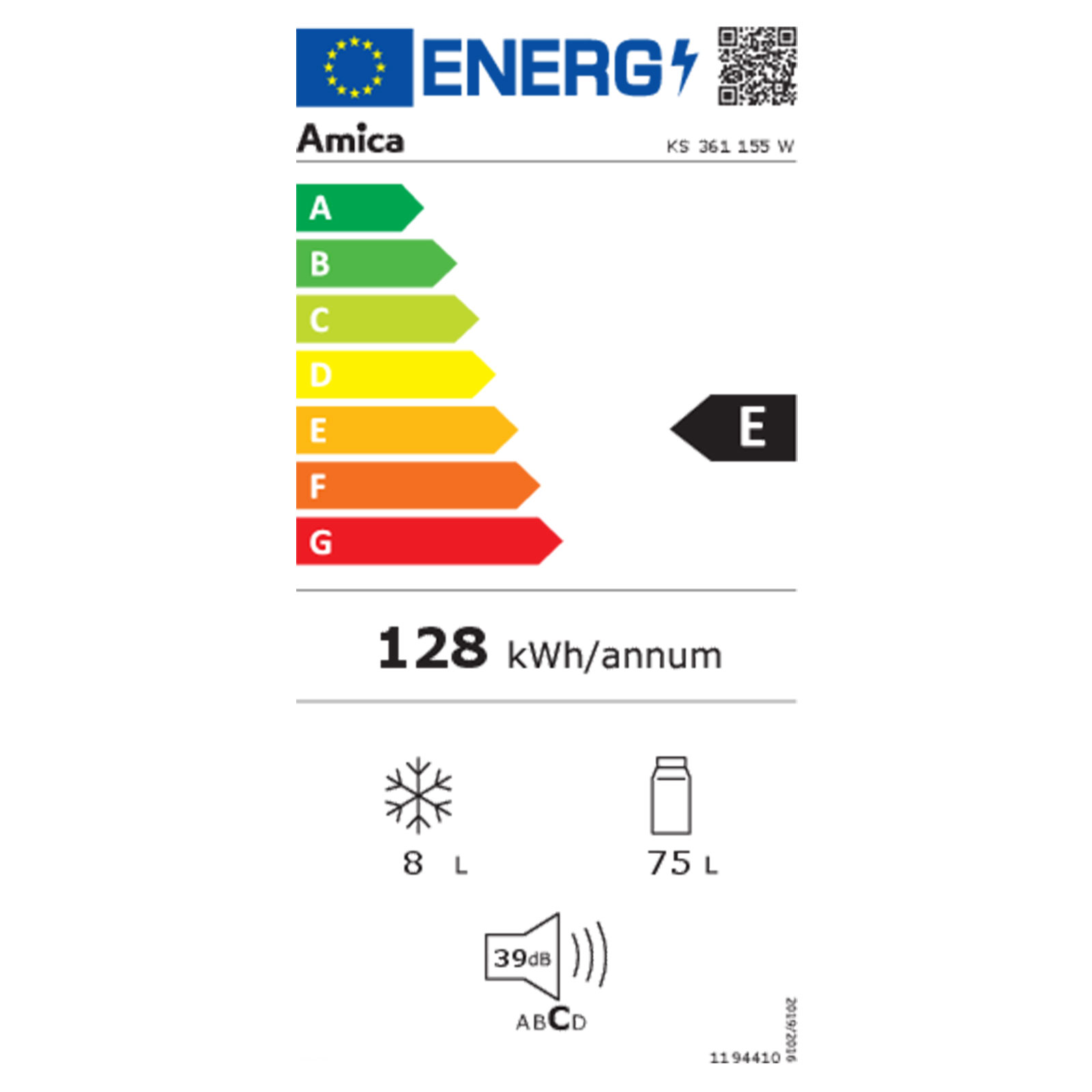 AMICA KS 361 155 W Kühlschrank mit Gefrierfach