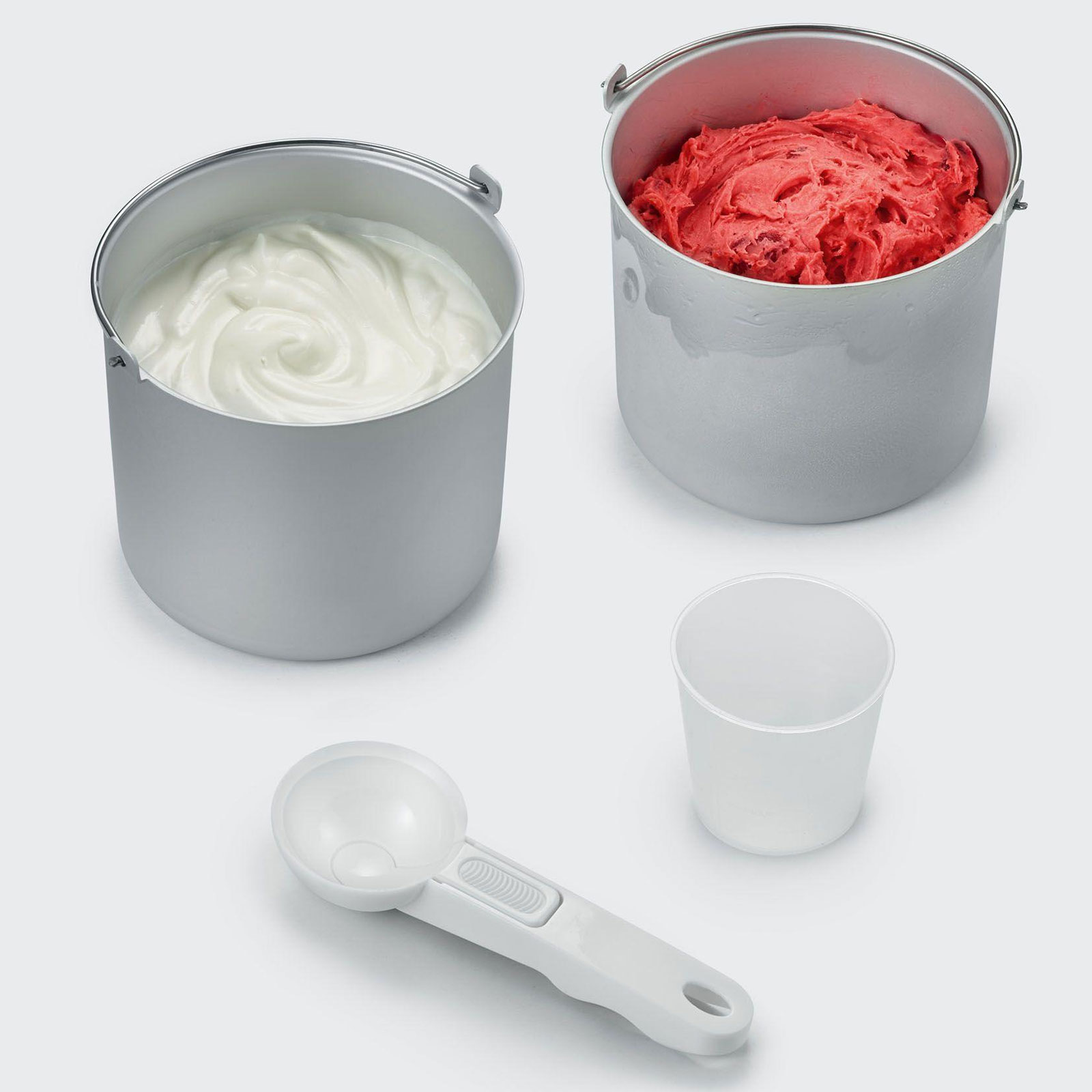 Severin EZ 7406 2-in-1-Eismaschine mit Joghurt-Funktion und 2 Eisbehältern gebürsteter Edelstahl