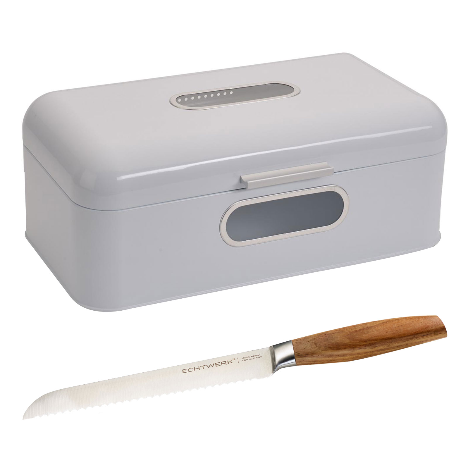 Echtwerk Brotkasten "Retro" aus Metall + Echtwerk Brotmesser "Classic Edition"
