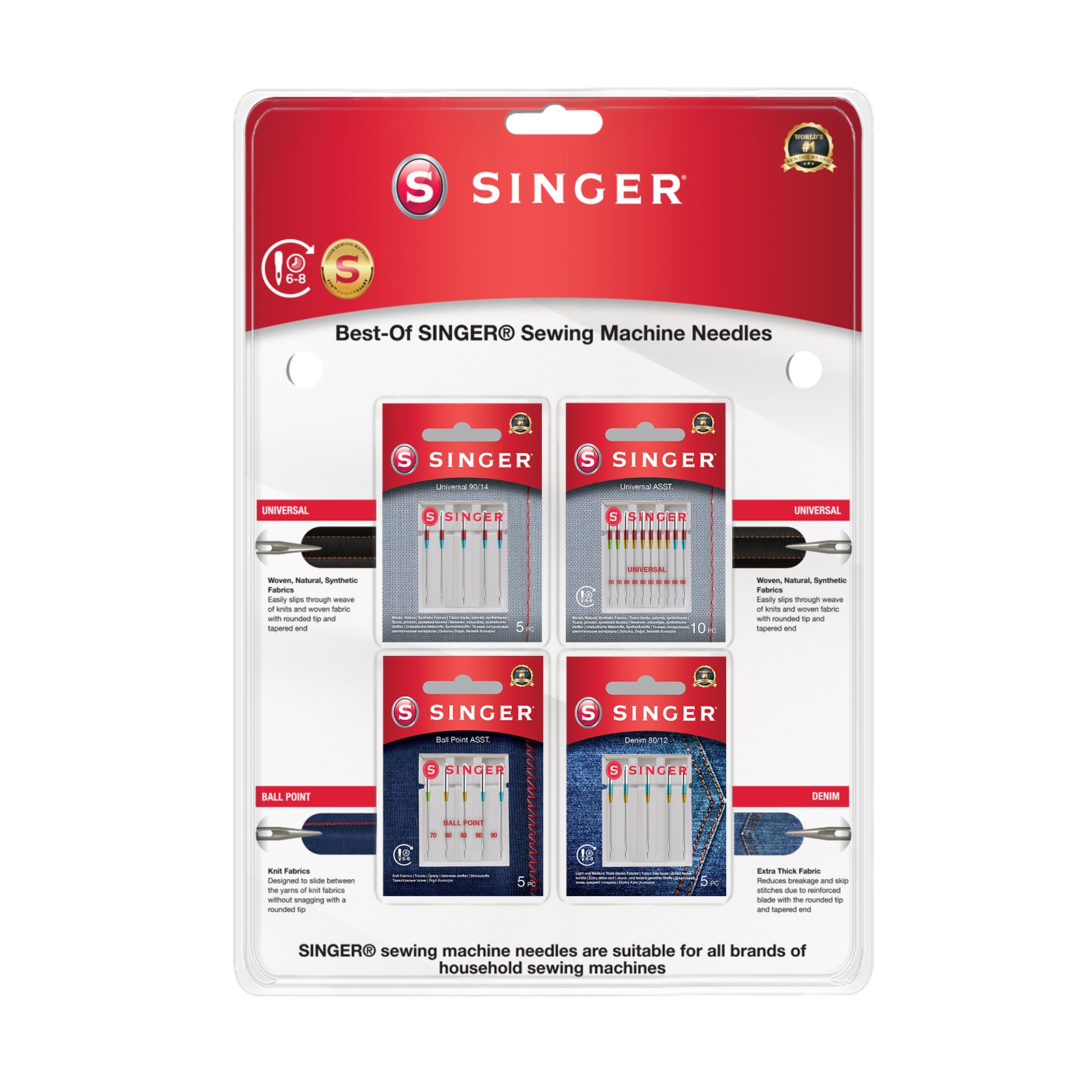 Singer Nadel-Set A4-Pack Nähnadeln Nadeln Universal Nadeln Nähmaschinennadel