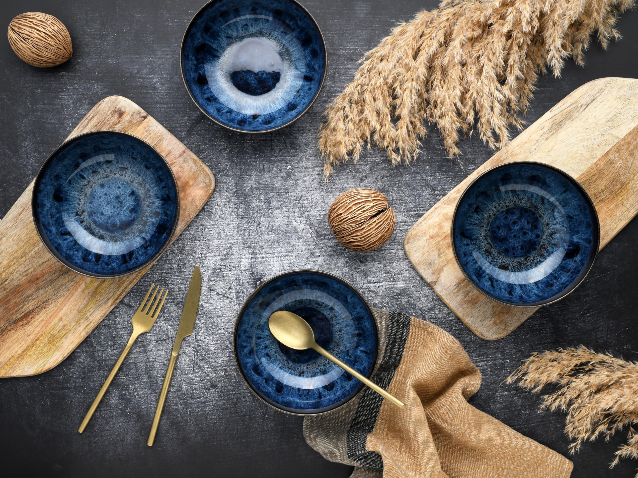 CreaTable, 21910, Serie Allround Magic Blue, 4-teiliges Geschirrset für 4 Personen