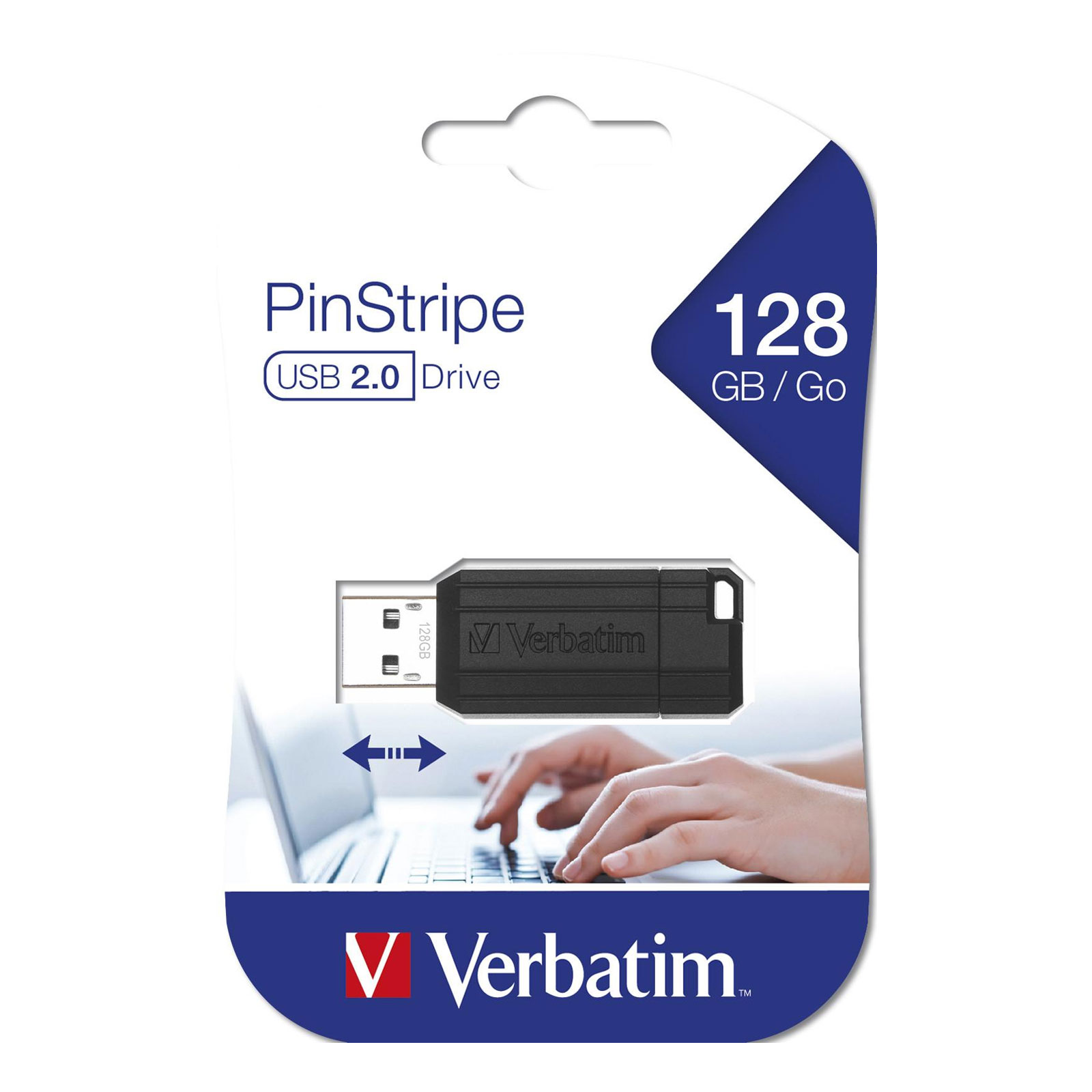 VERBATIM PinStripe USB 2.0 128 GB schwarz USB-Stick