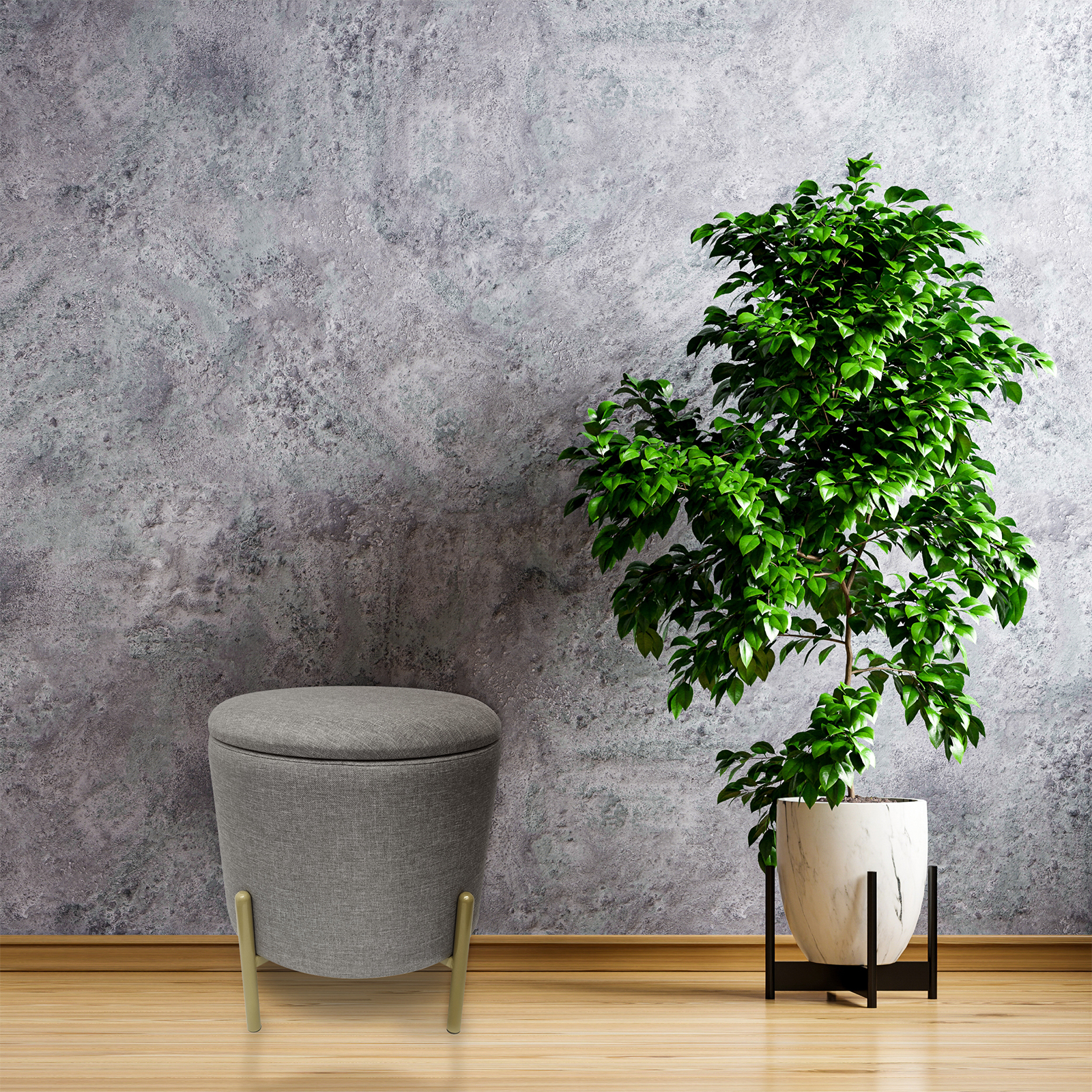 Echtwerk Sitzhocker EW-RH-0431B Logan mit Stauraum