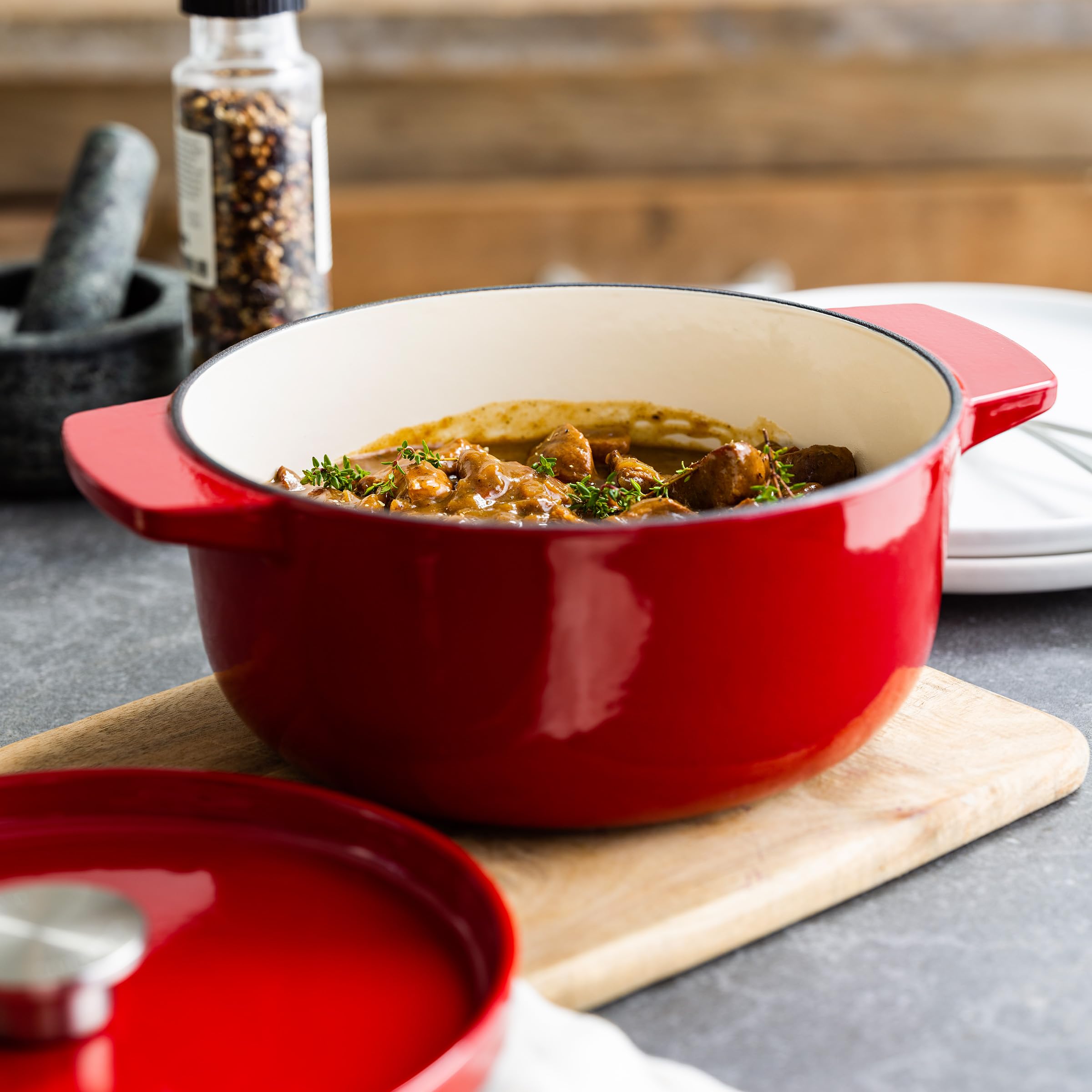 KitchenAid CC006057-001 Bräter mit Deckel - Rund - 3.3L 22cm Rot