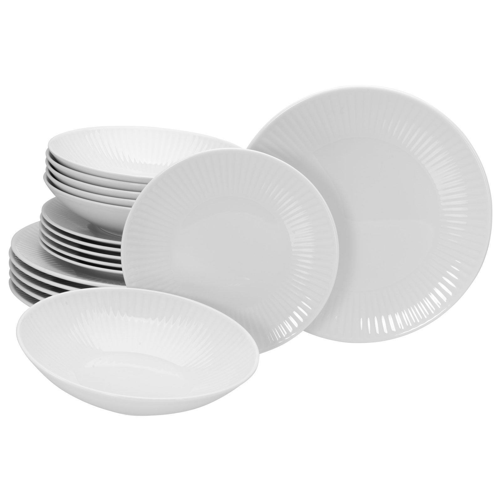 CreaTable, 21884, Serie Valencia, 18-teiliges Geschirrset für 6 Personen, Teller Set aus Porzellan