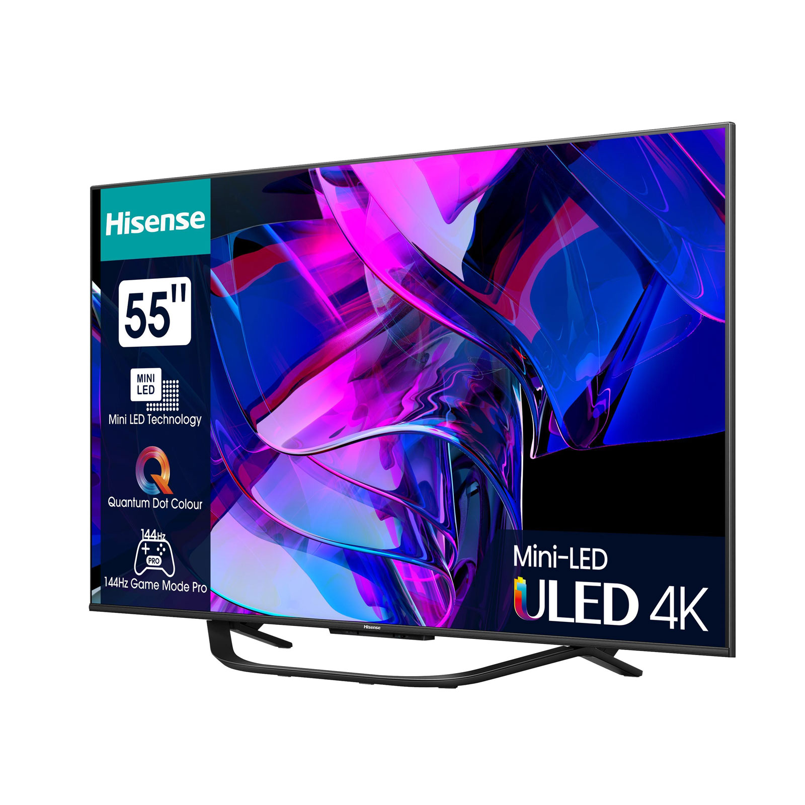 HISENSE 55U7KQ ULED Mini LED TV (55 Zoll (139 cm), 4K UHD, HDR, Smart TV, Sprachsteuerung (Alexa, VIDAA Voice), Aufnahmefunktion, 120 Hz, Game Mode Pro)
