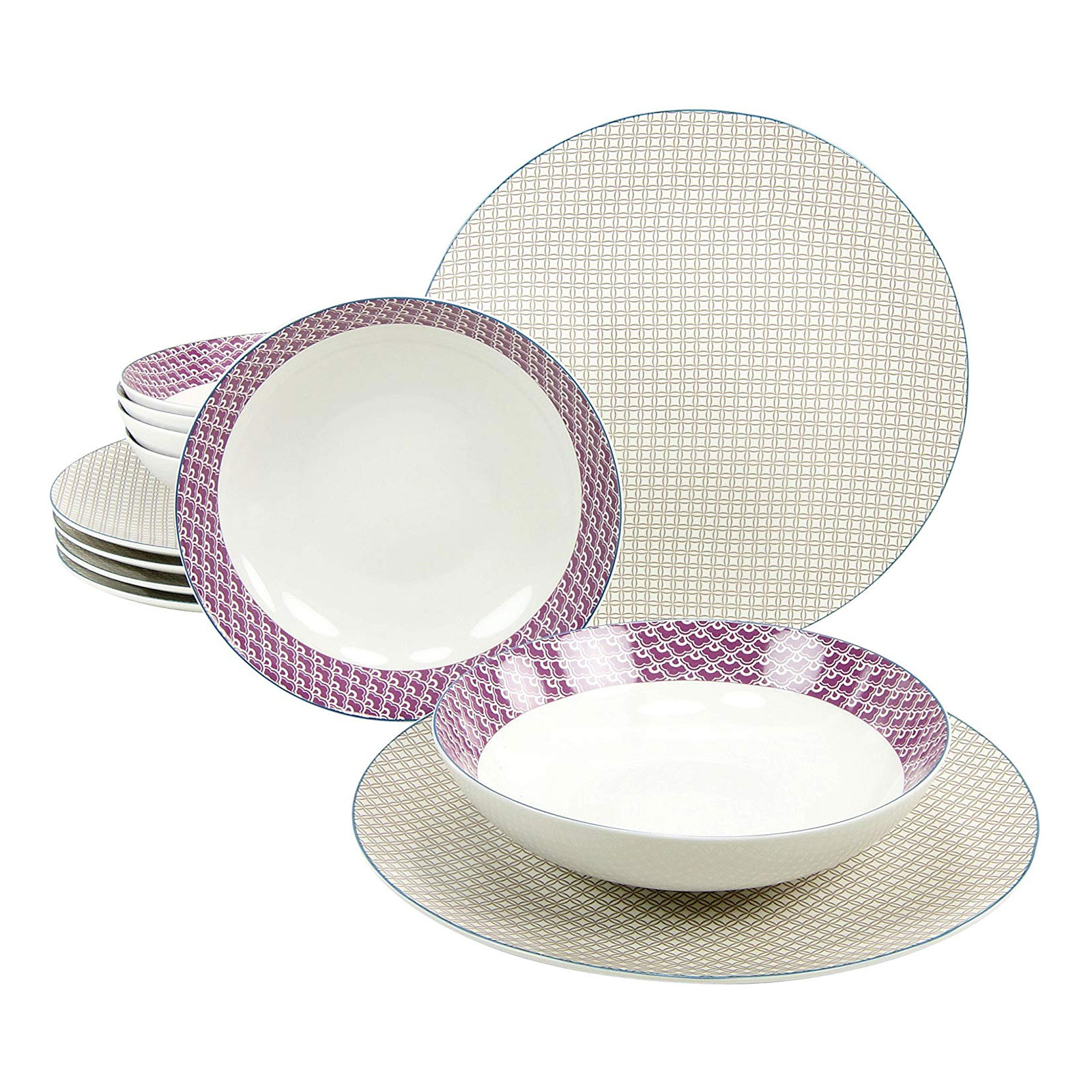Creatable 19794 Serie MODERN Oriental 12 teilig Tafelservice Porzellan Mehrfarbig