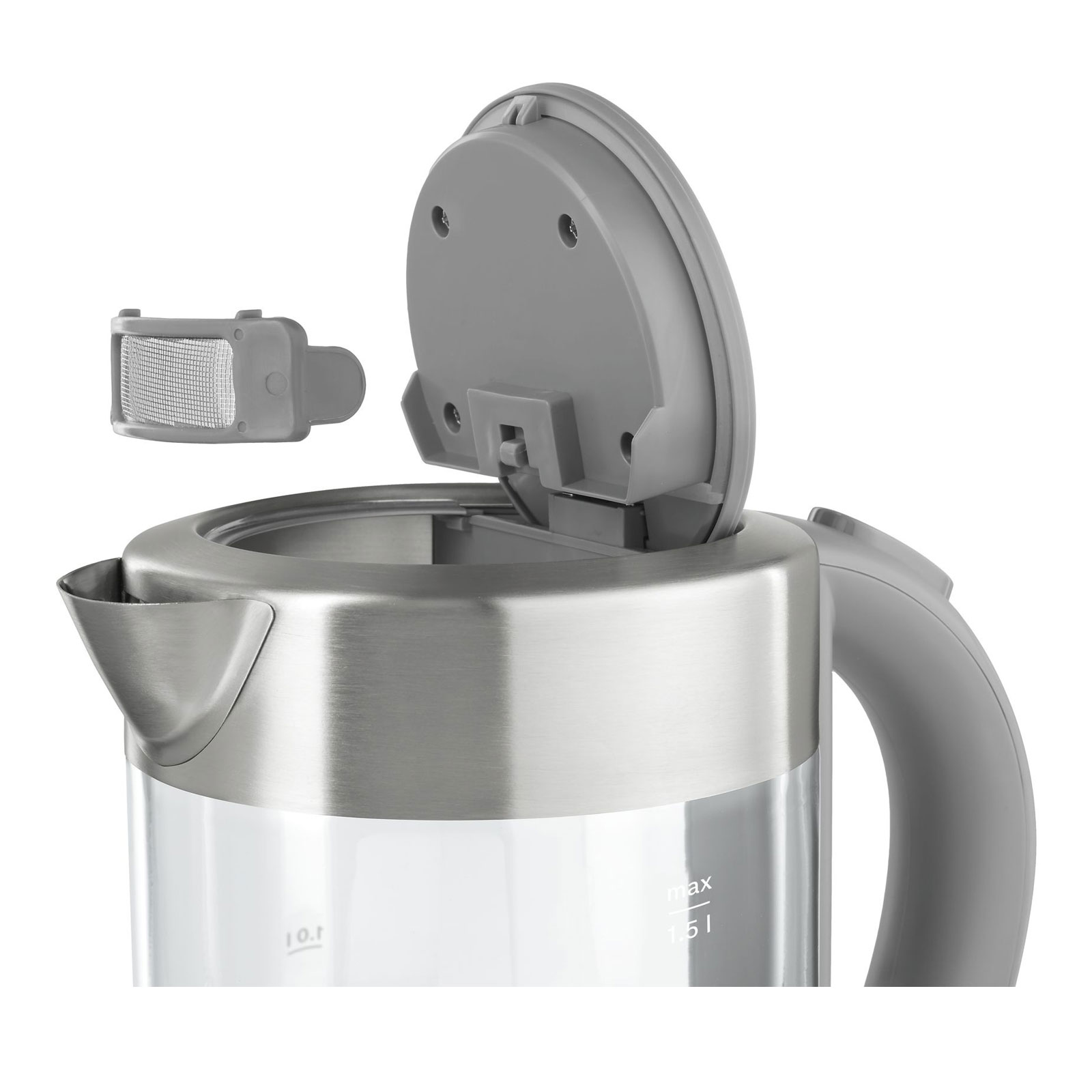 Bosch TWK7090 Wasserkocher kabellos Glas Edelstahl/ hellgrau