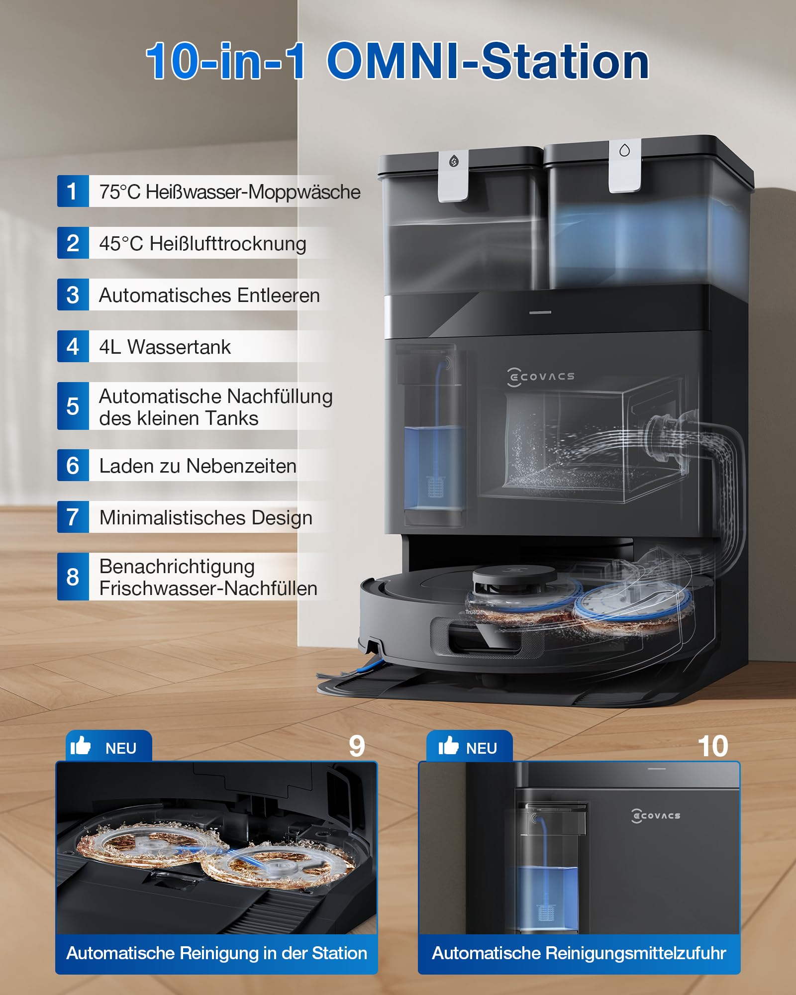 ECOVACS DEEBOT T30C Omni Gen2, Saugroboter mit Wischfunktion