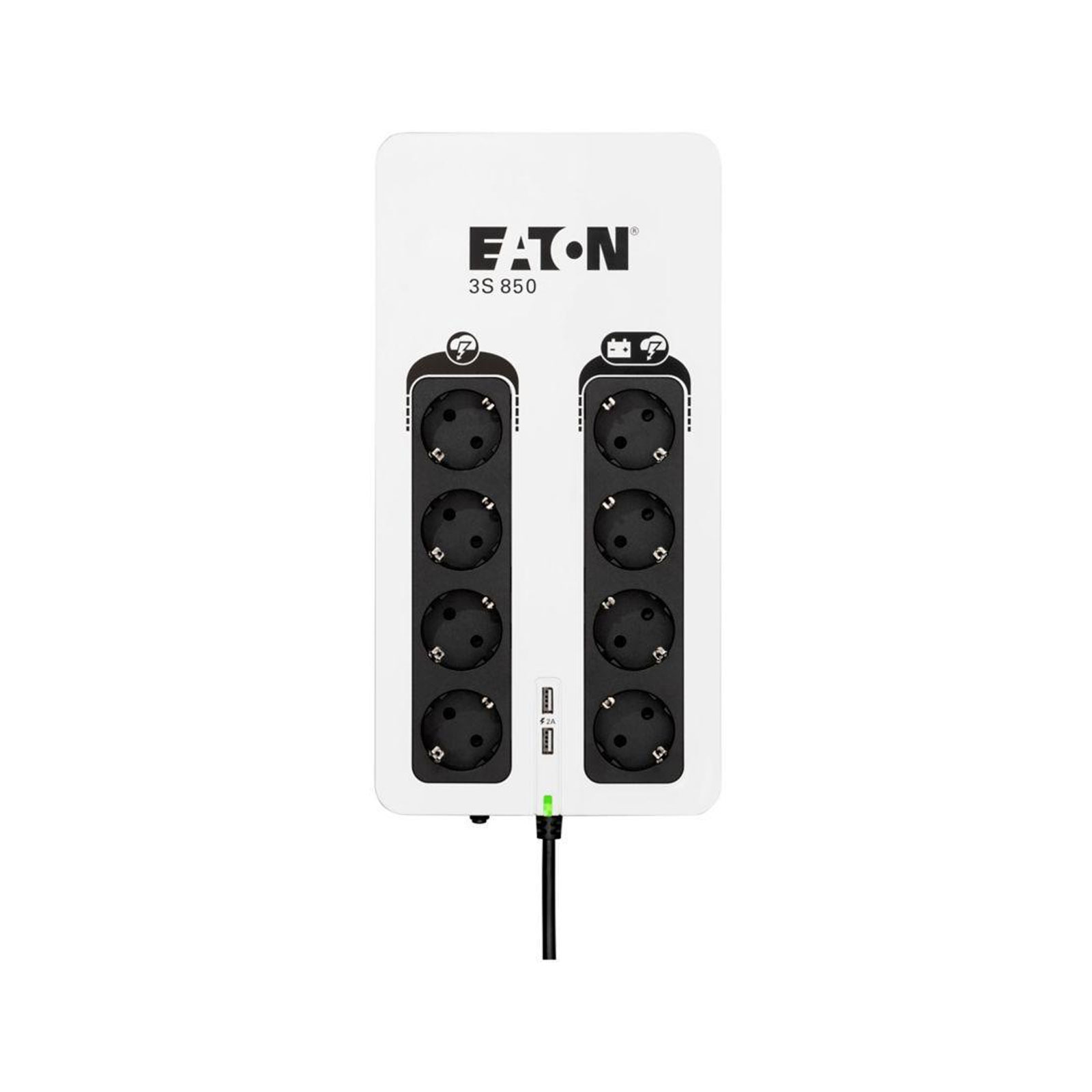 Eaton 3S850D Steckdosenleiste (8-fach, USB, Überspannungsschutz, Schwarz)