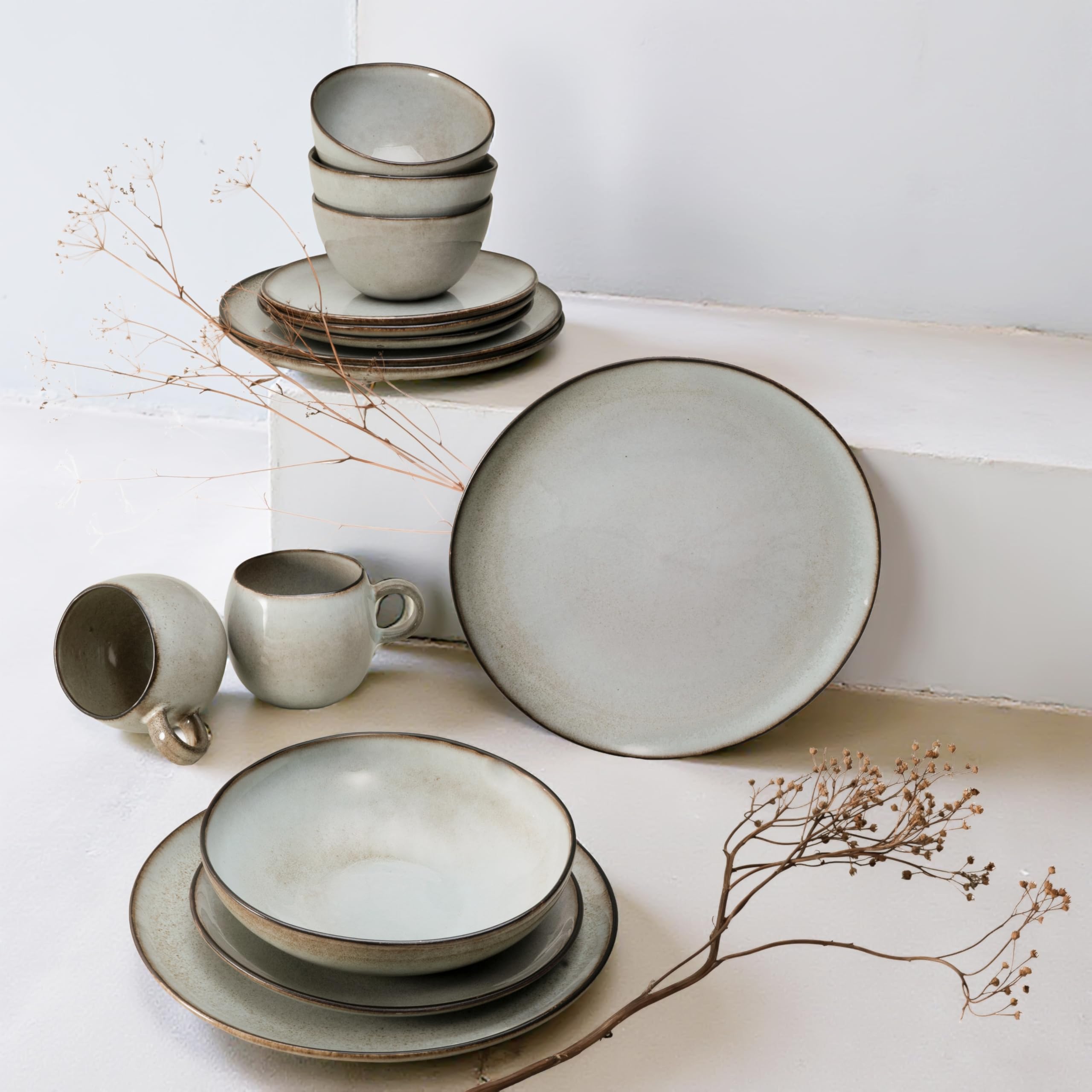 CreaTable, 25071, Serie Stone Town Grey, 16-teiliges Geschirrset für 4 Personen
