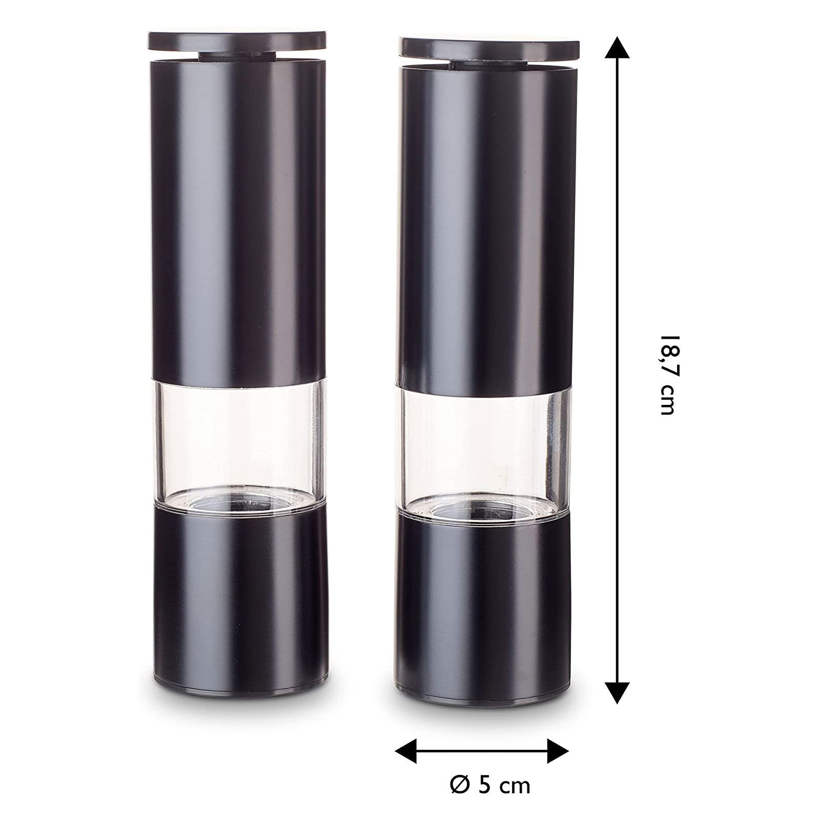 Echtwerk  2-teiliges Gewürzmühlen Set aus hochwertigem Edelstahl mit ABS-Keramikmahlwerk Ø 5 cm, 18,7 cm, Manuell